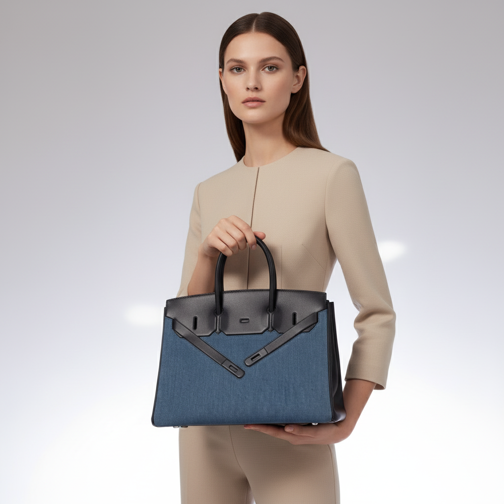 Hermès Birkin 35 Shadow Denim and Black Box Calf Leather