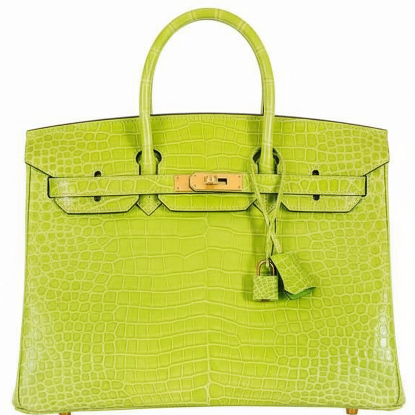 Hermès Birkin 35 Vert Anis Green Crocodile Gold Hardware