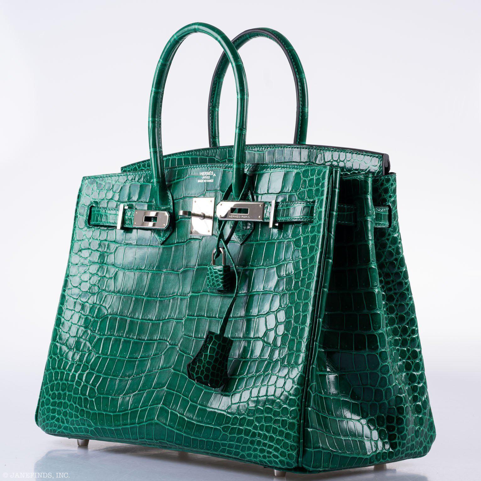 Hermès Birkin 35 Vert Emerald Porosus Crocodile Palladium Hardware