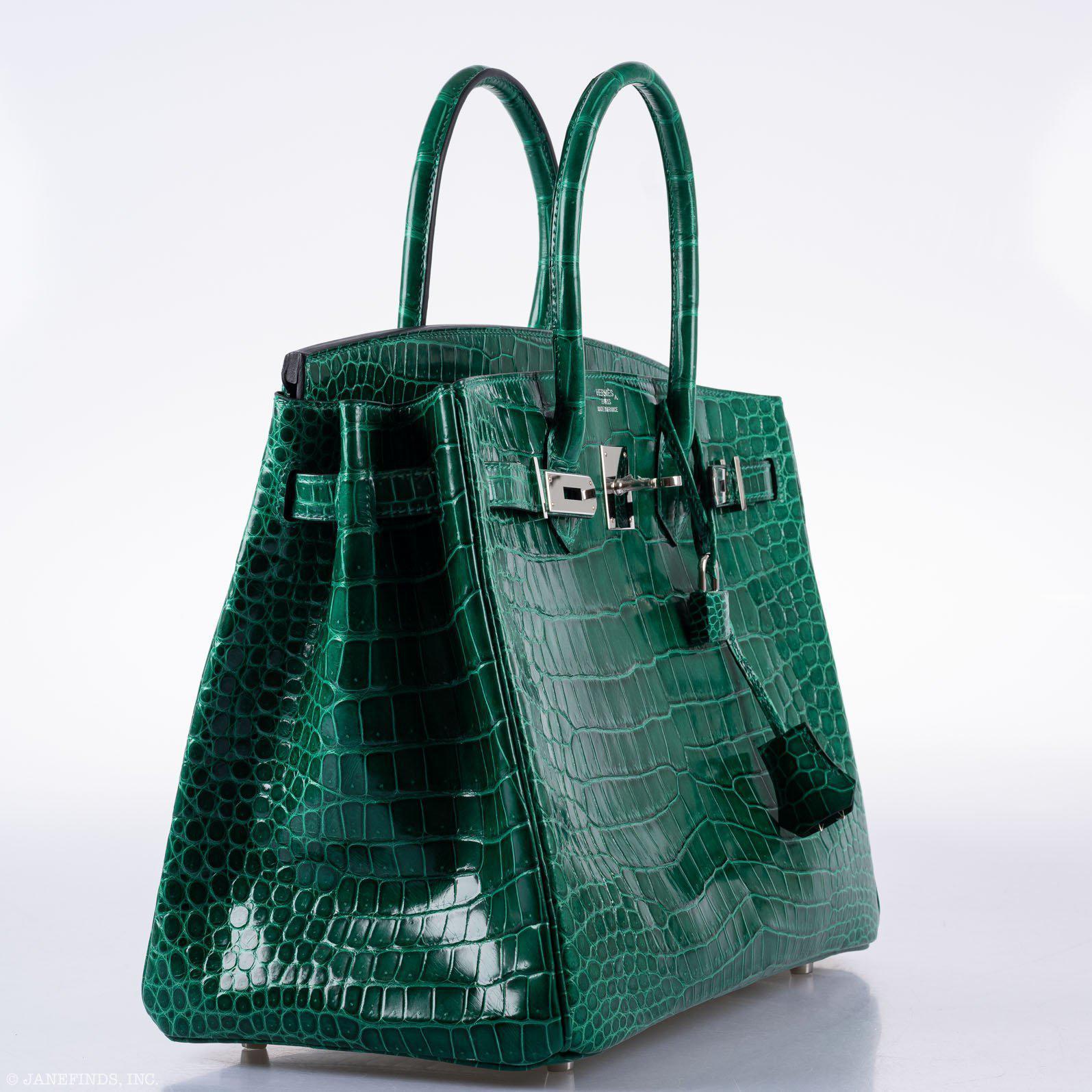 Hermès Birkin 35 Vert Emerald Porosus Crocodile Palladium Hardware