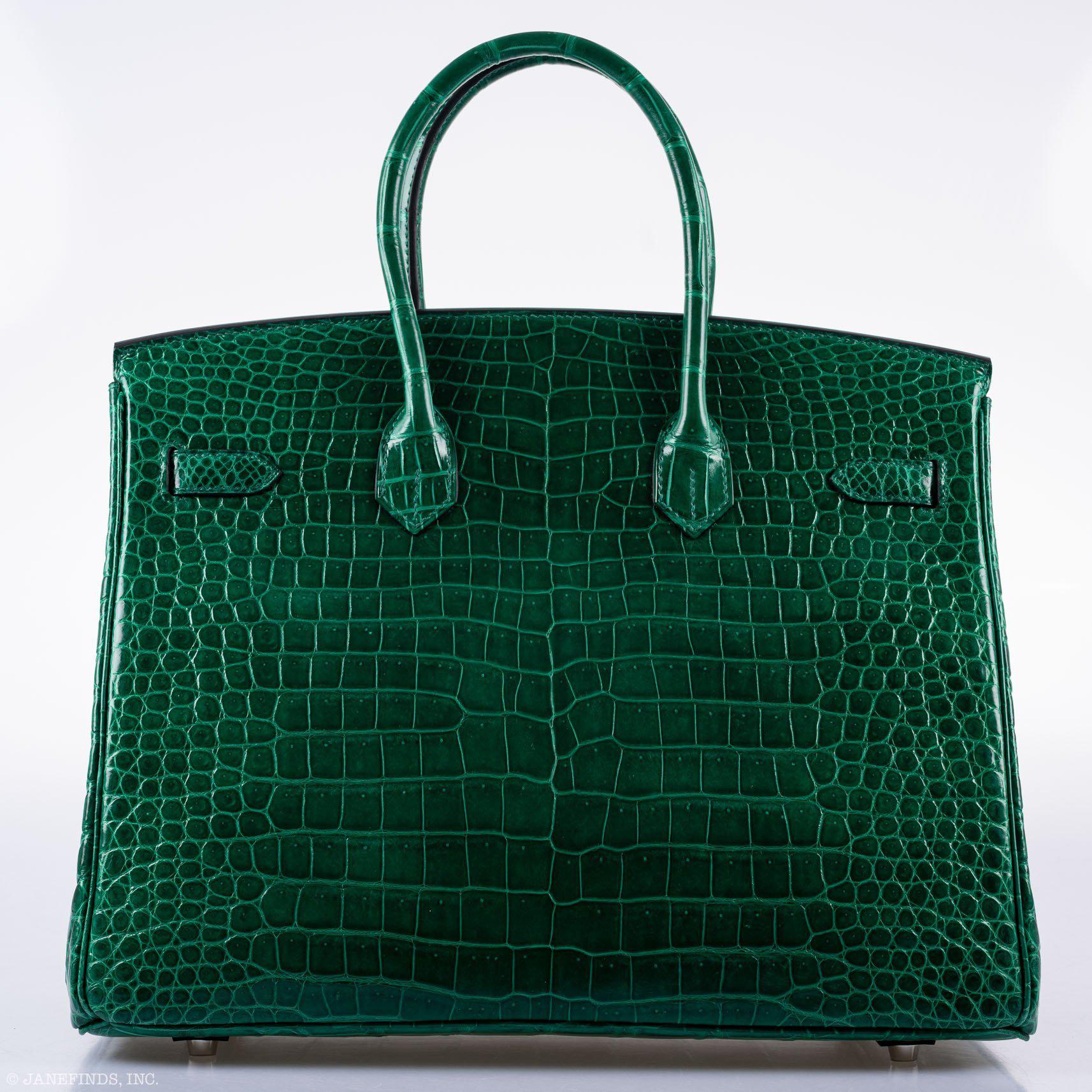 Hermès Birkin 35 Vert Emerald Porosus Crocodile Palladium Hardware