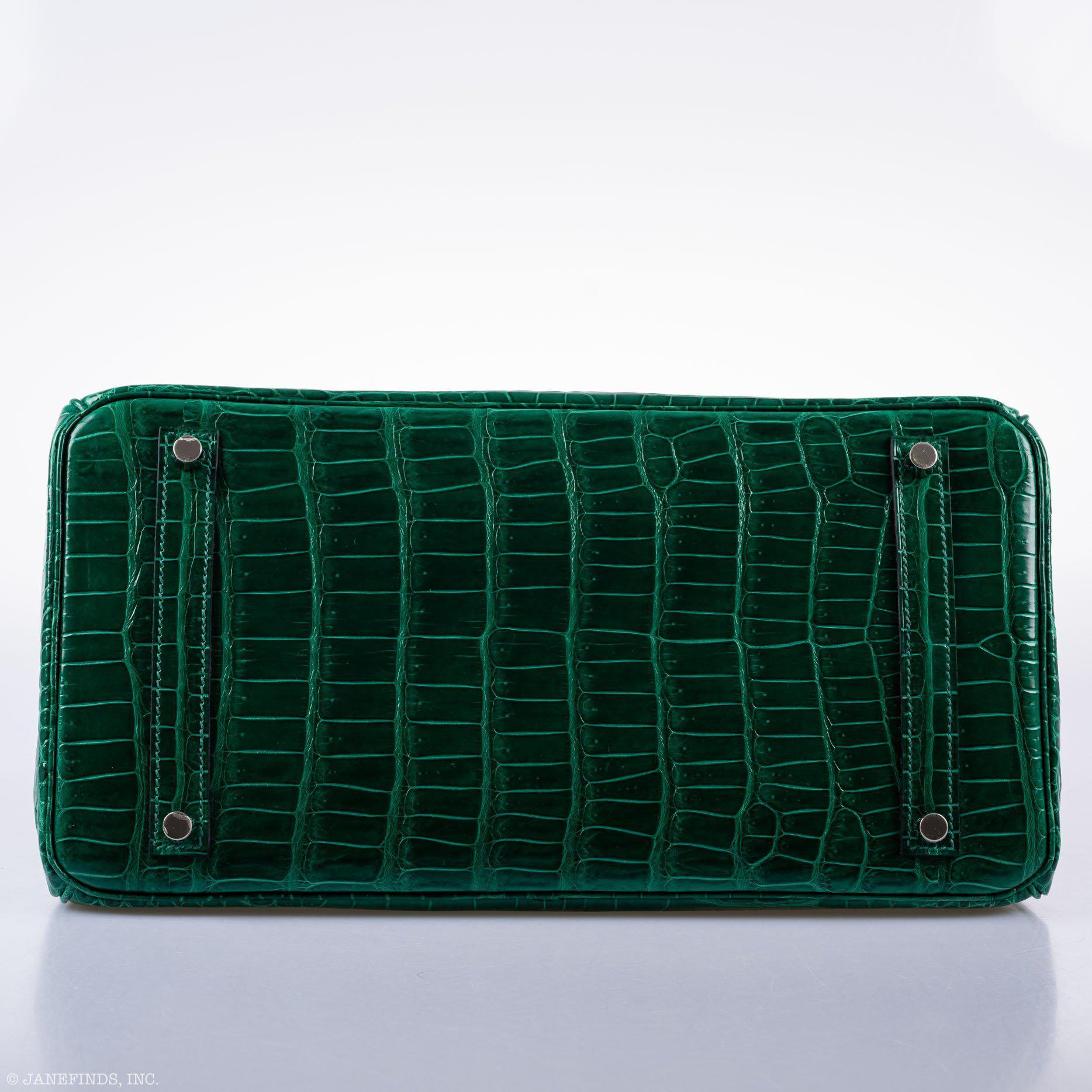 Hermès Birkin 35 Vert Emerald Porosus Crocodile Palladium Hardware