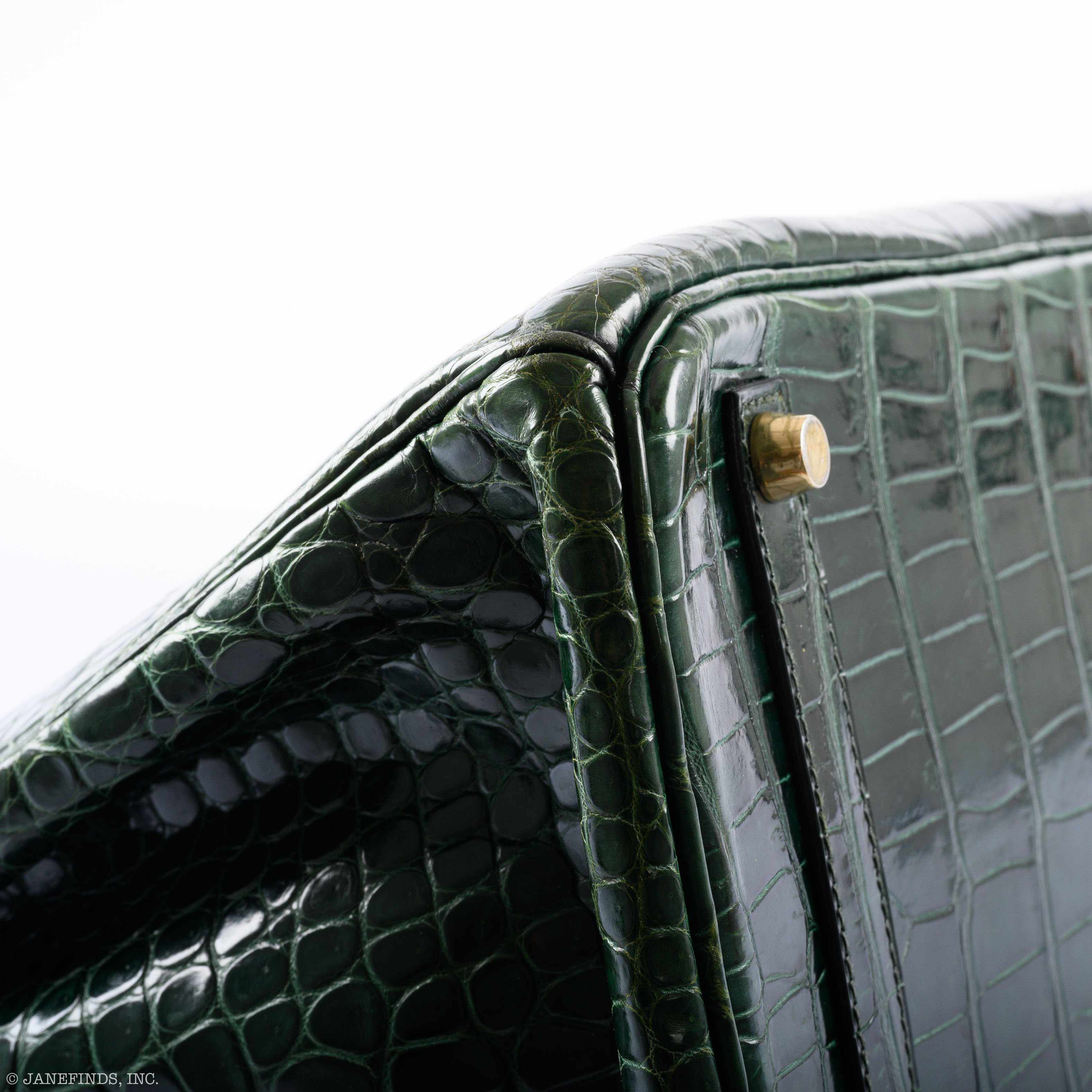 Hermès Birkin 35 Vert Fonce Porosus Crocodile Gold Hardware