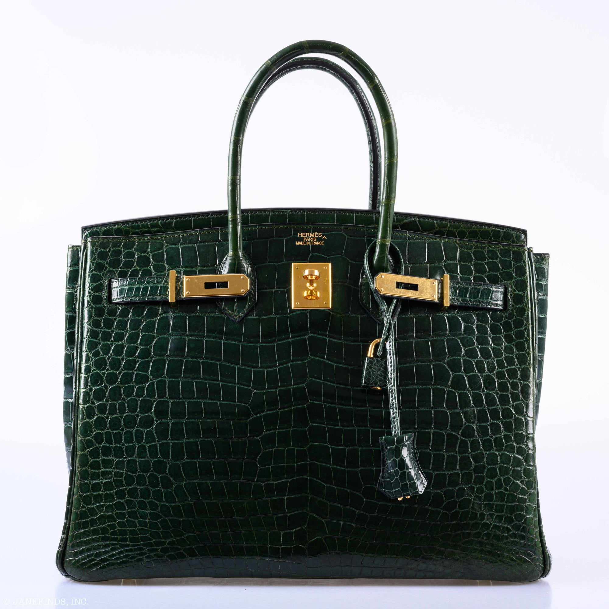 Hermès Birkin 35 Vert Fonce Porosus Crocodile Gold Hardware