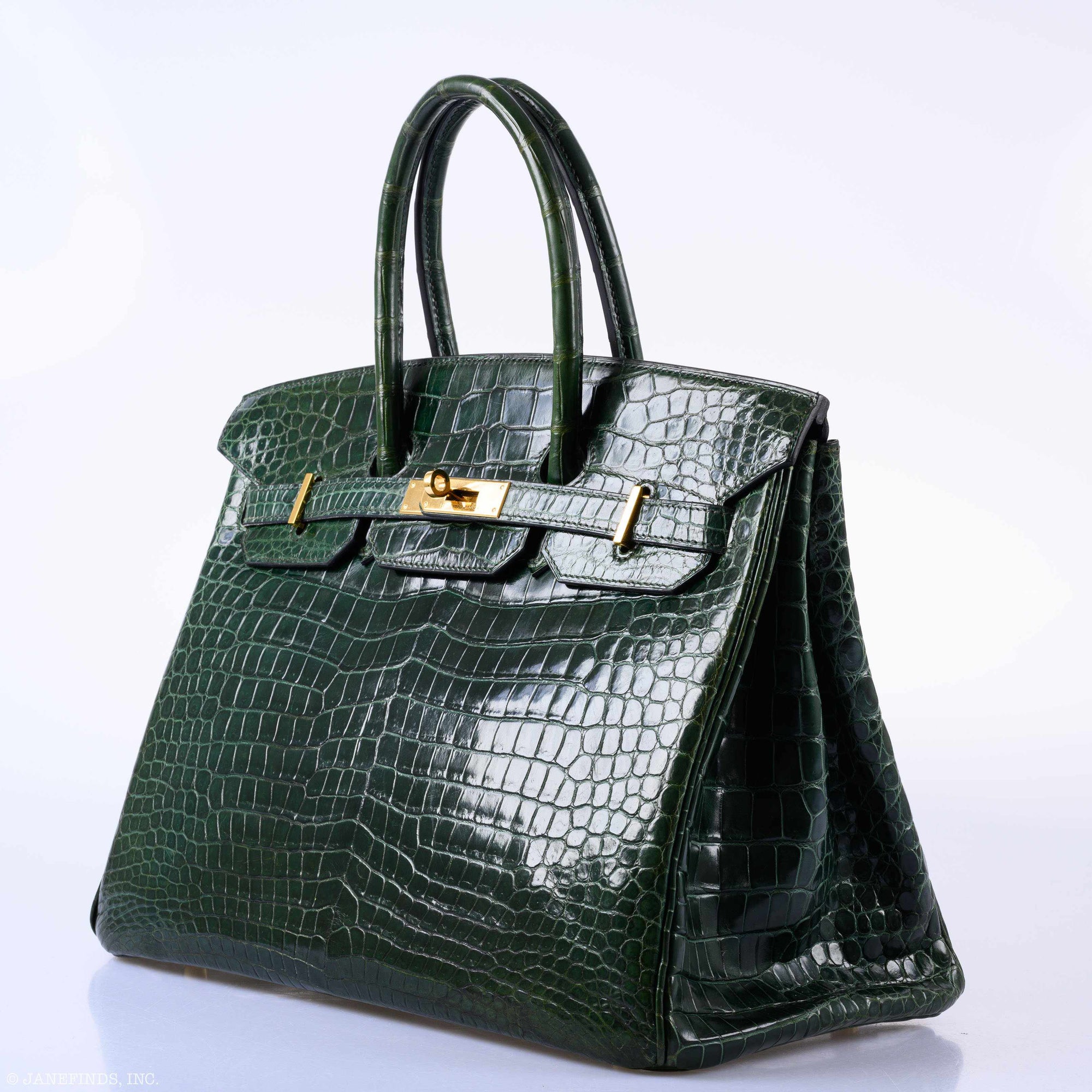 Hermès Birkin 35 Vert Fonce Porosus Crocodile Gold Hardware