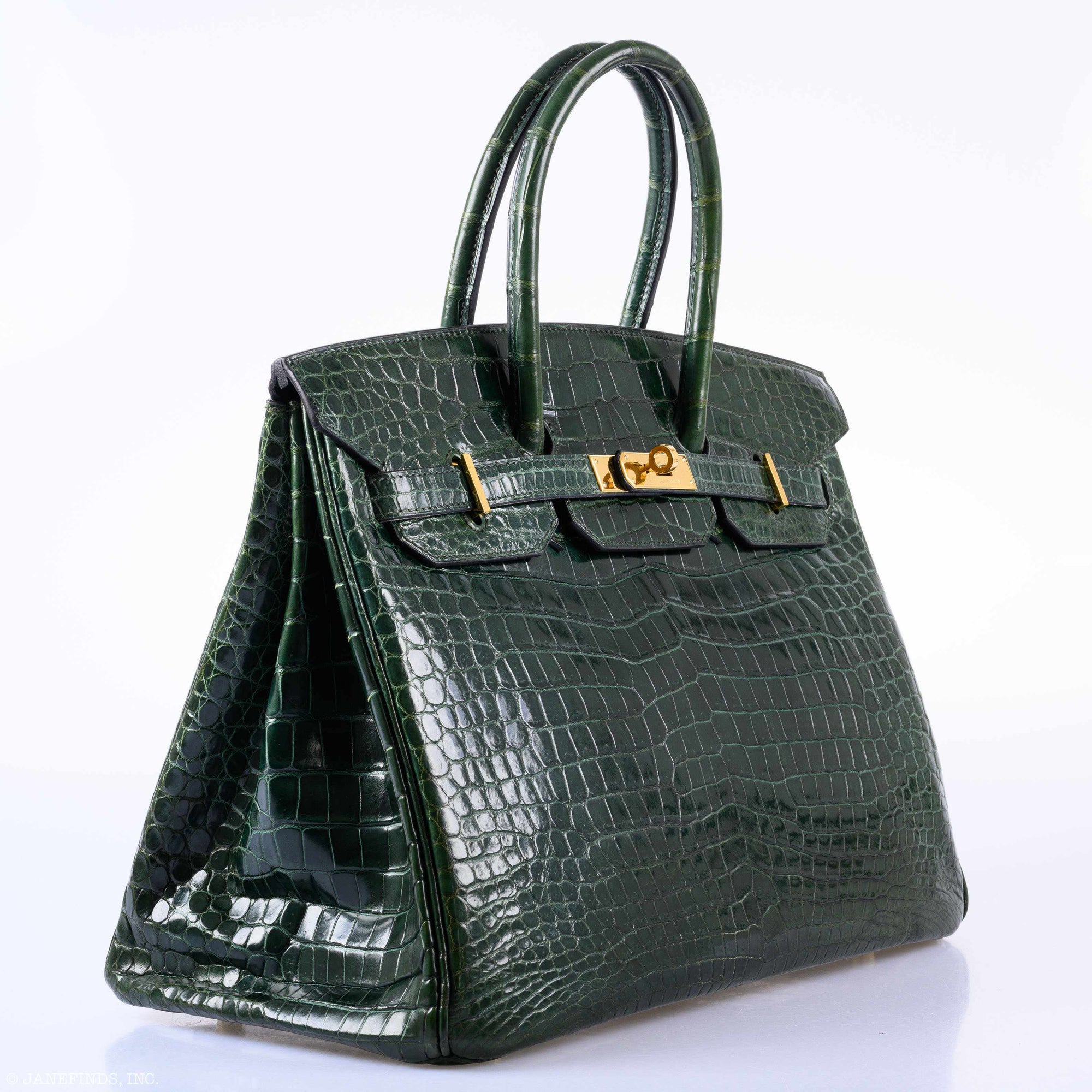 Hermès Birkin 35 Vert Fonce Porosus Crocodile Gold Hardware