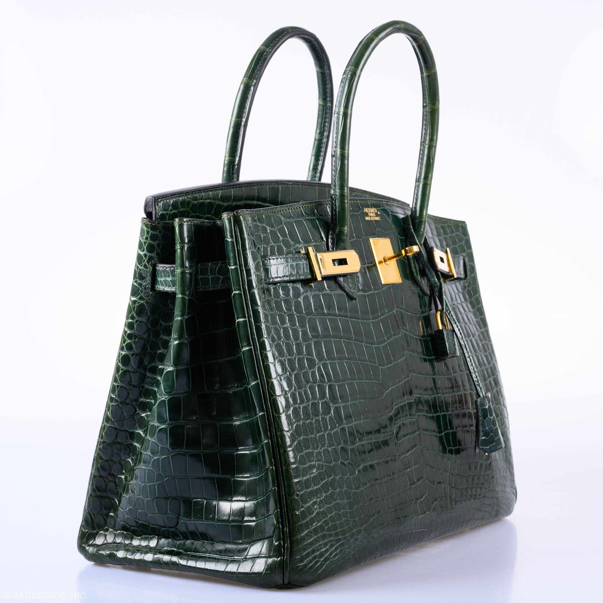 Hermès Birkin 35 Vert Fonce Porosus Crocodile Gold Hardware