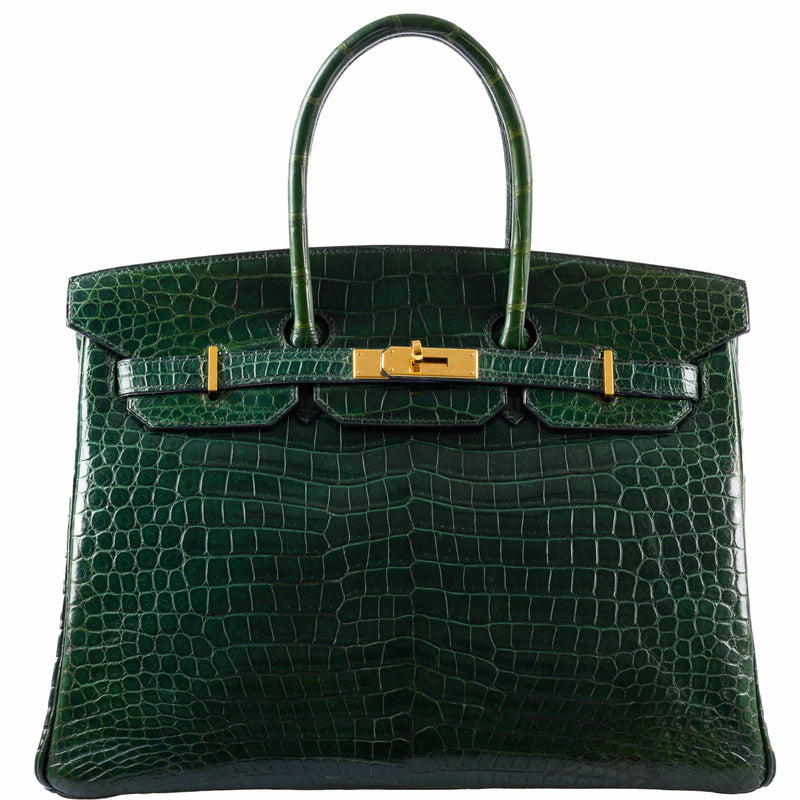 Hermès Birkin 25 Vert Foncé Porosus Crocodile GHW Front View