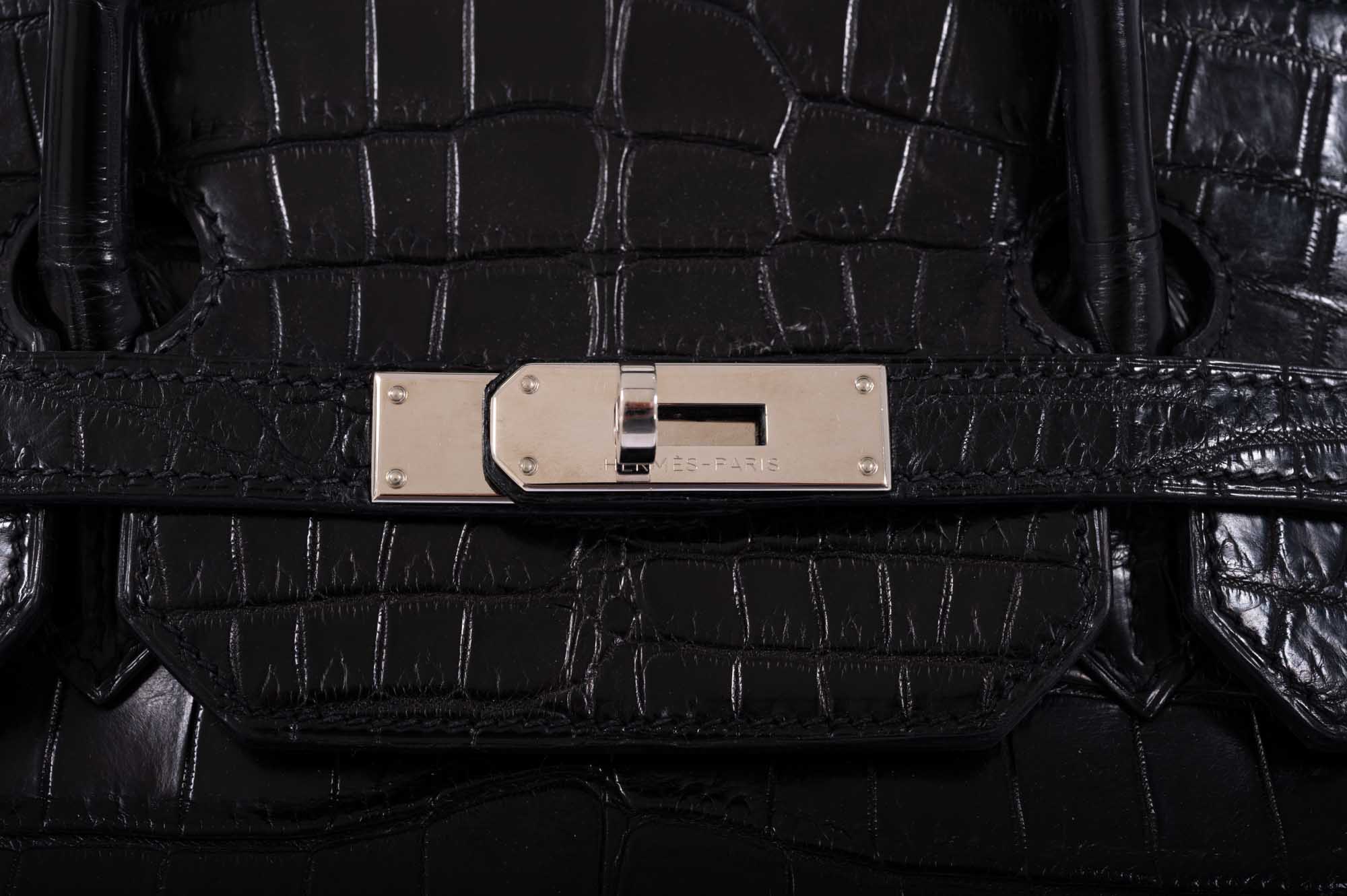 Hermès Birkin 40 Black Matte Porosus Crocodile Palladium Hardware