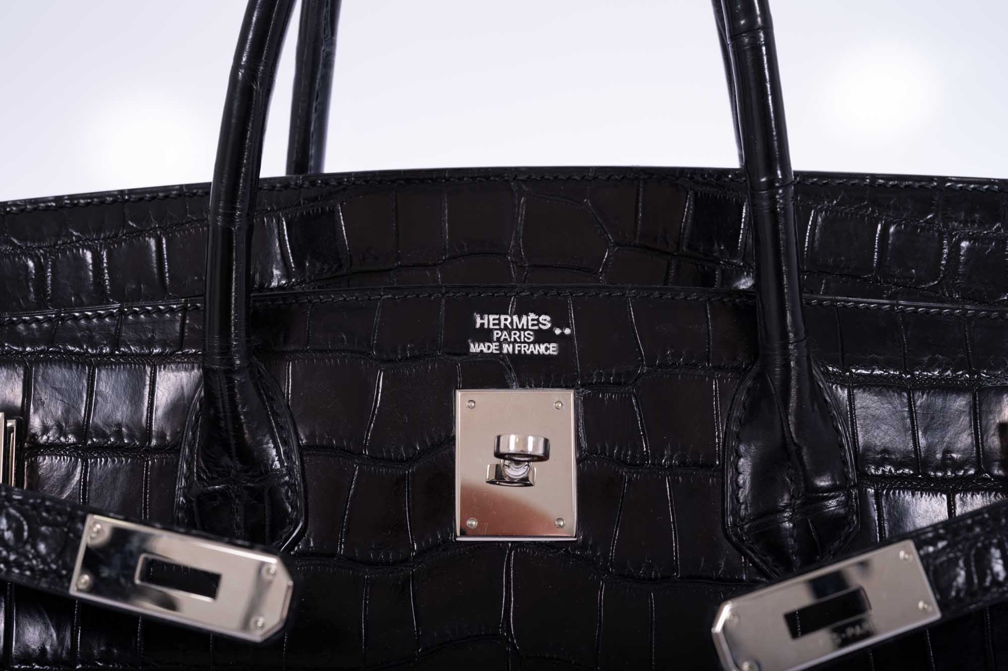 Hermès Birkin 40 Black Matte Porosus Crocodile Palladium Hardware