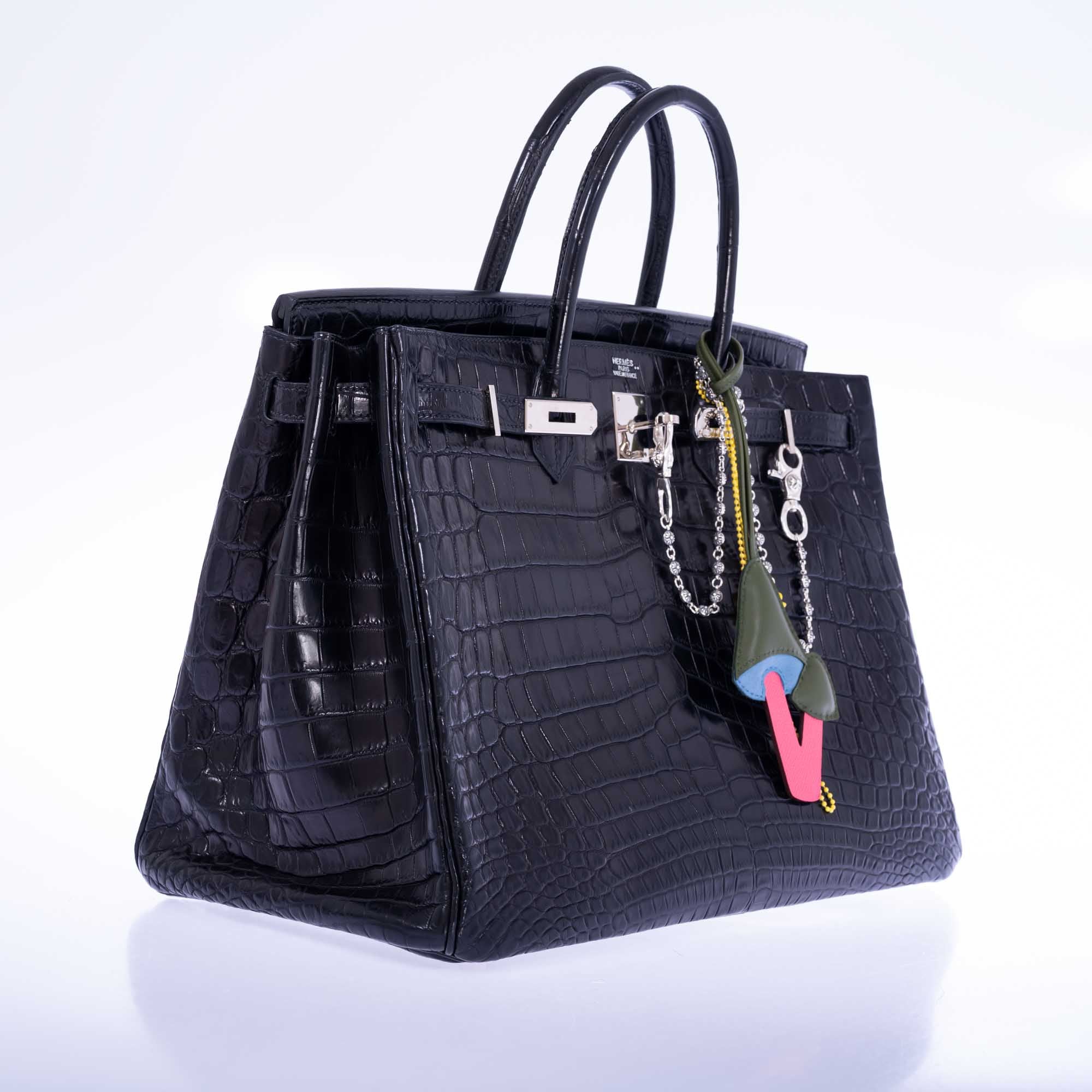 Hermès Birkin 40 Black Matte Porosus Crocodile Palladium Hardware