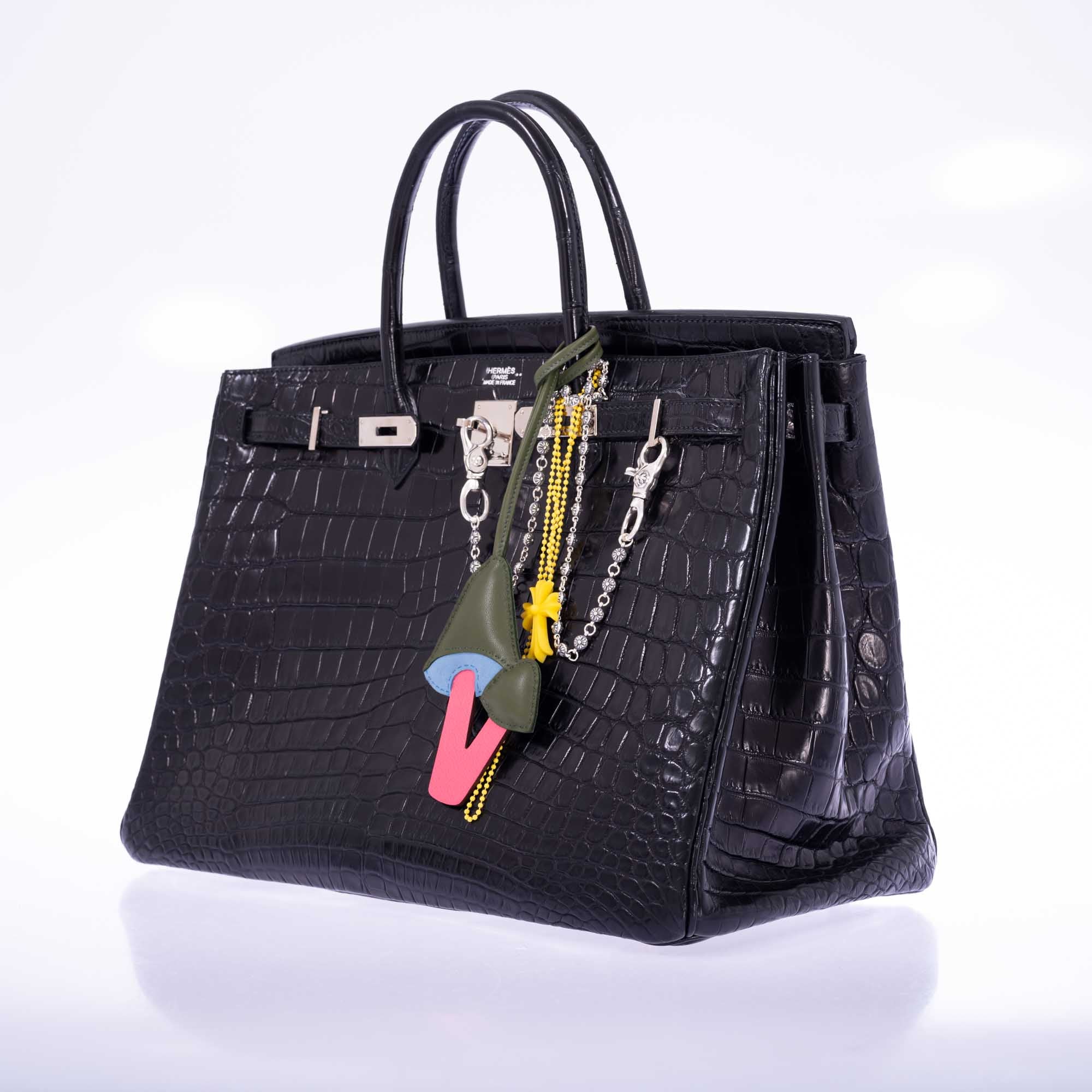 Hermès Birkin 40 Black Matte Porosus Crocodile Palladium Hardware