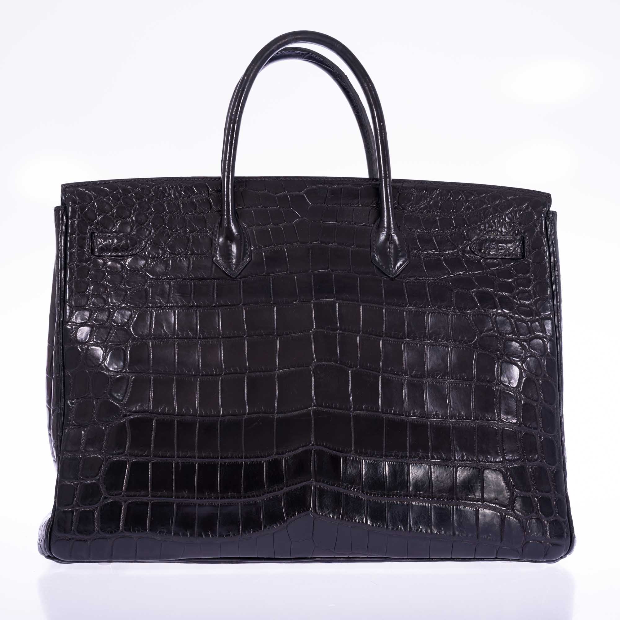 Hermès Birkin 40 Black Matte Porosus Crocodile Palladium Hardware