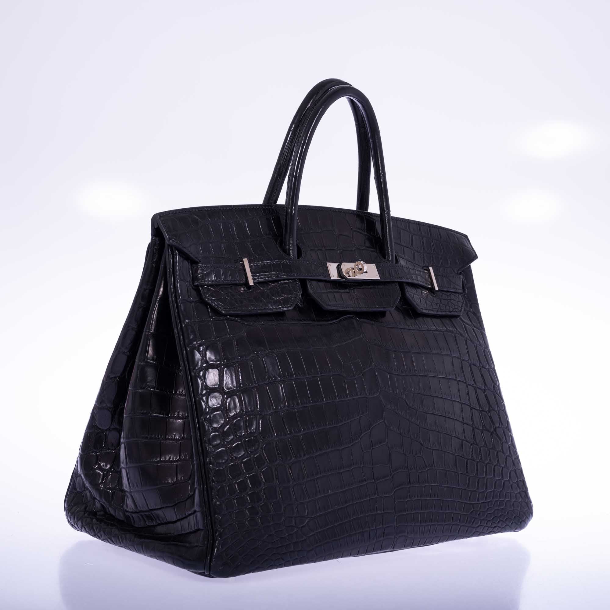 Hermès Birkin 40 Black Matte Porosus Crocodile Palladium Hardware