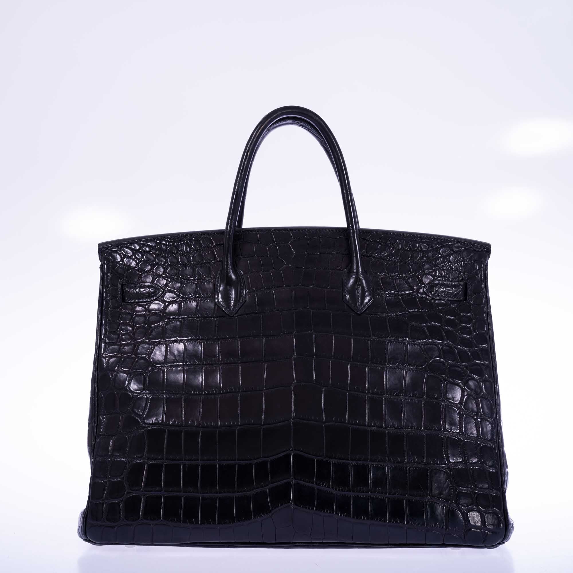 Hermès Birkin 40 Black Matte Porosus Crocodile Palladium Hardware