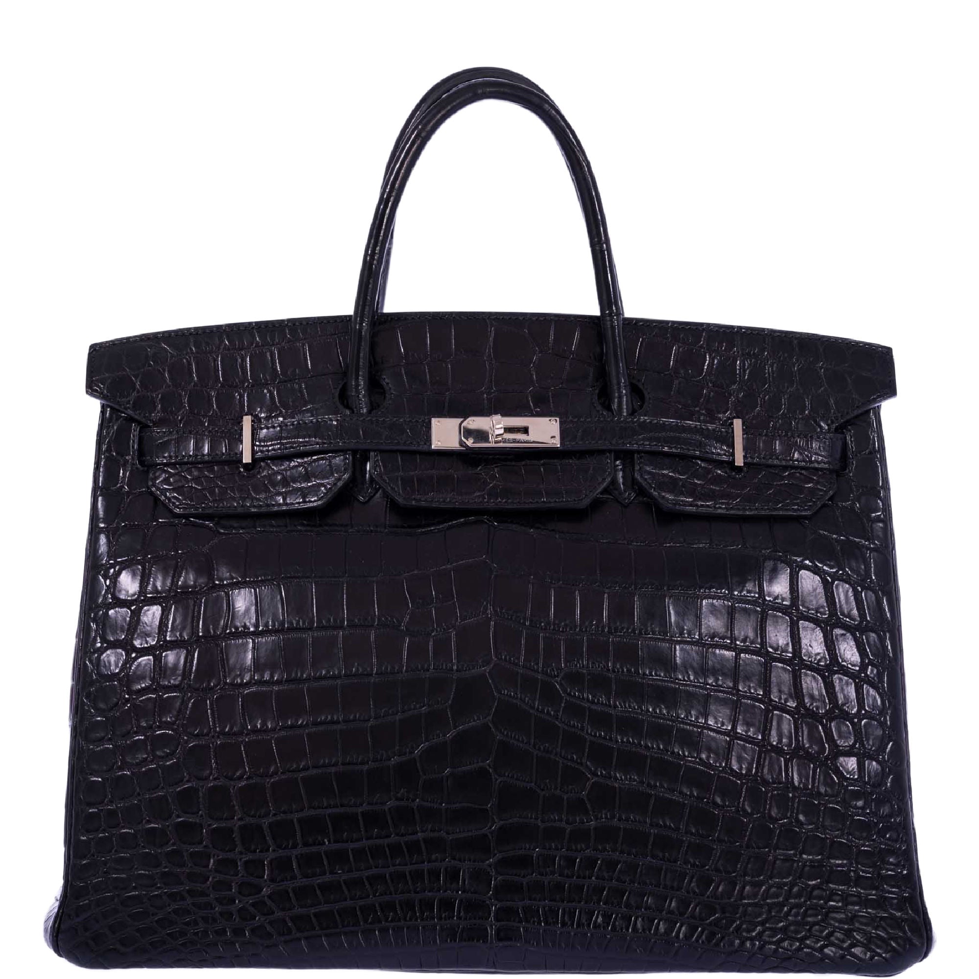 Hermès Birkin 40 Black Matte Porosus Crocodile Palladium Hardware