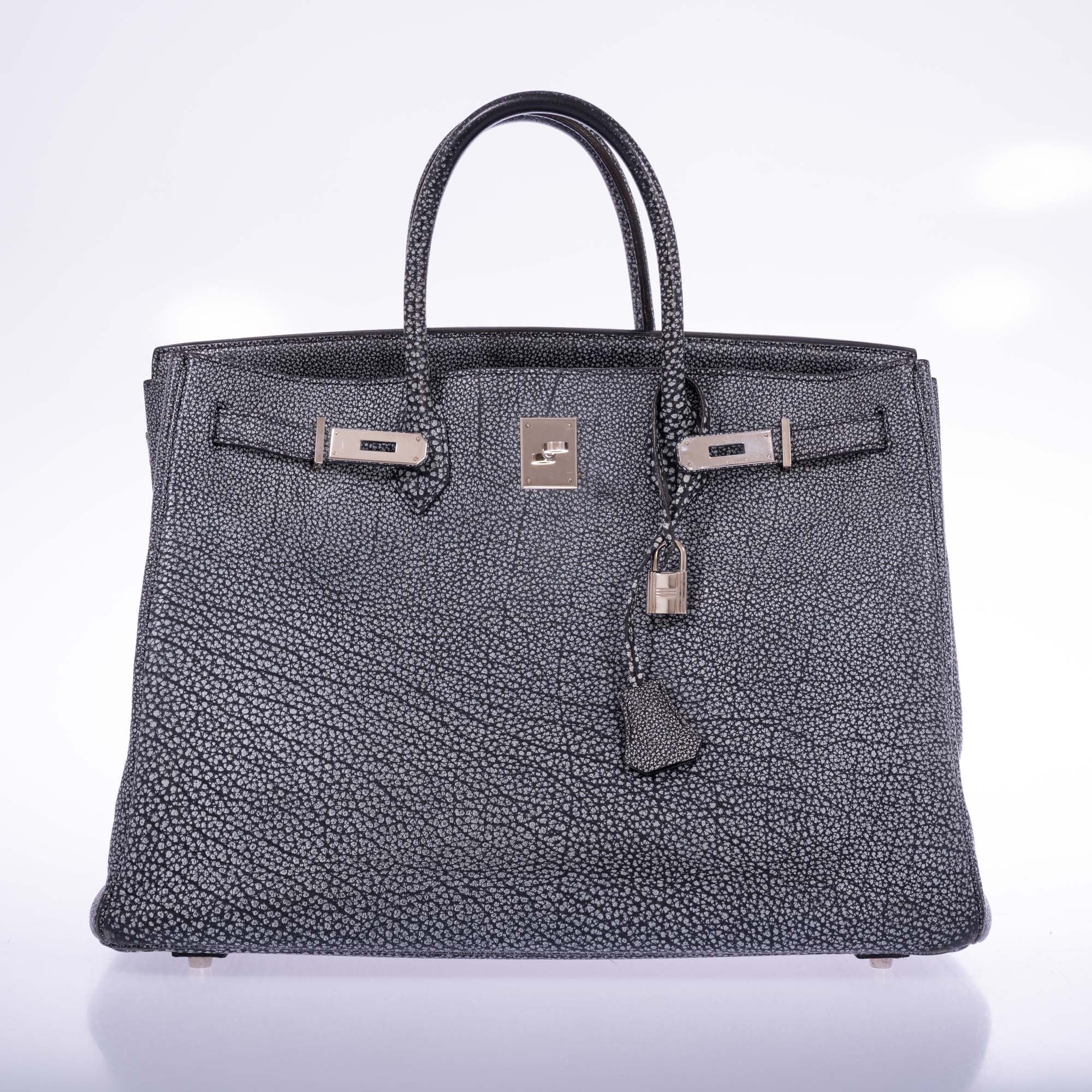 Hermès Birkin 40 Dalmatian Buffalo Metallic Silver Palladium Hardware