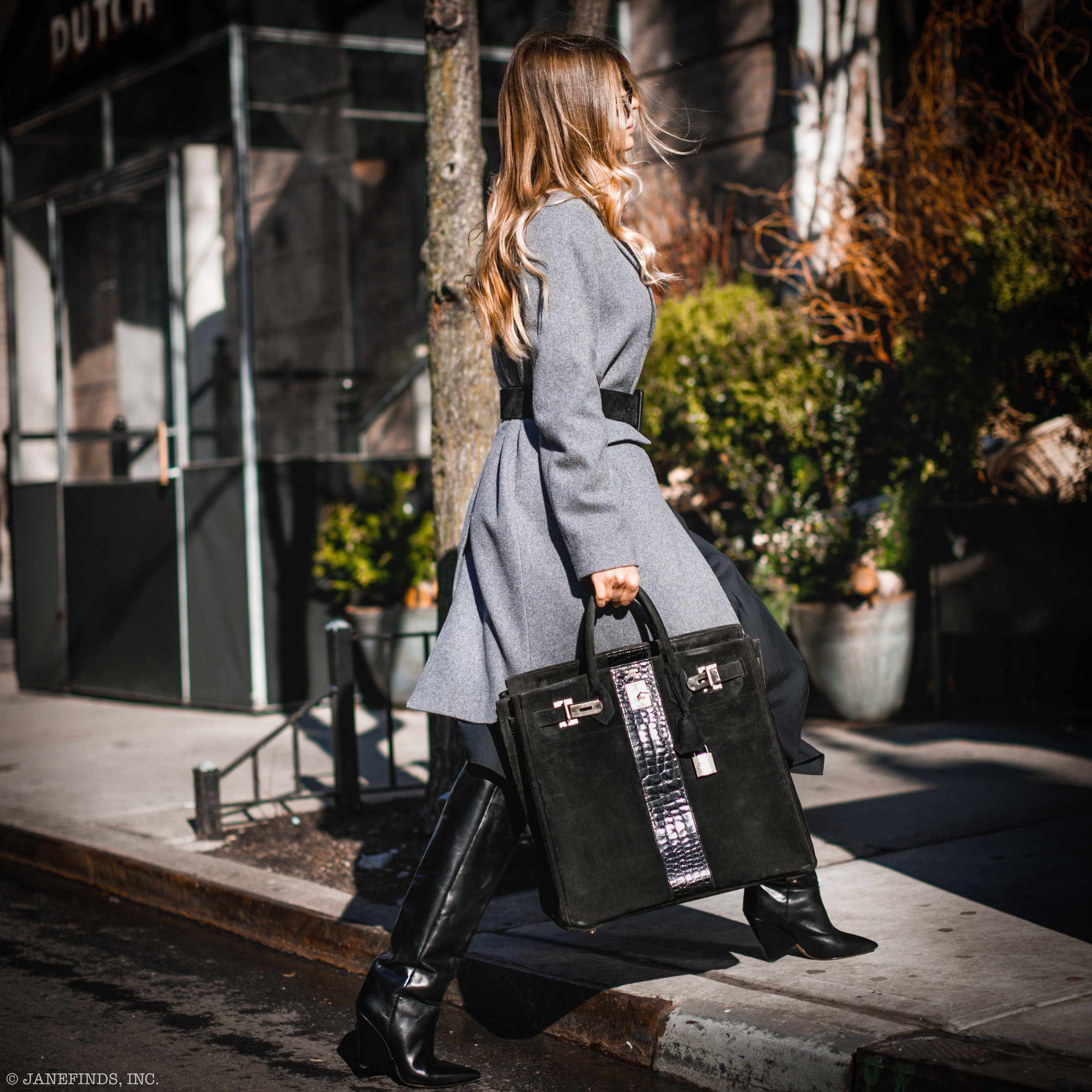 Hermès Birkin 40 HAC Black Doblis Suede and Crocodile Gold Hardware