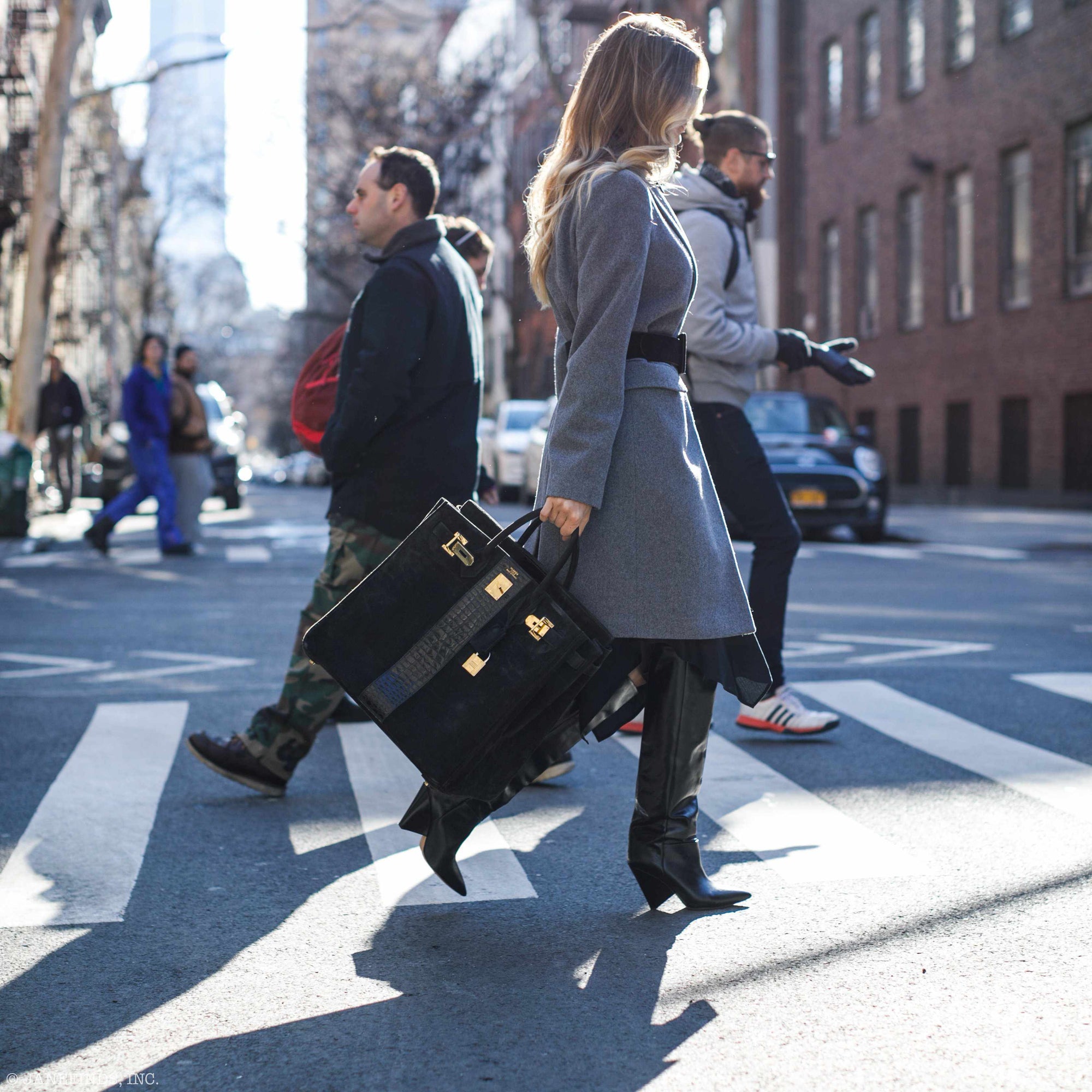 Hermès Birkin 40 HAC Black Doblis Suede and Crocodile Gold Hardware