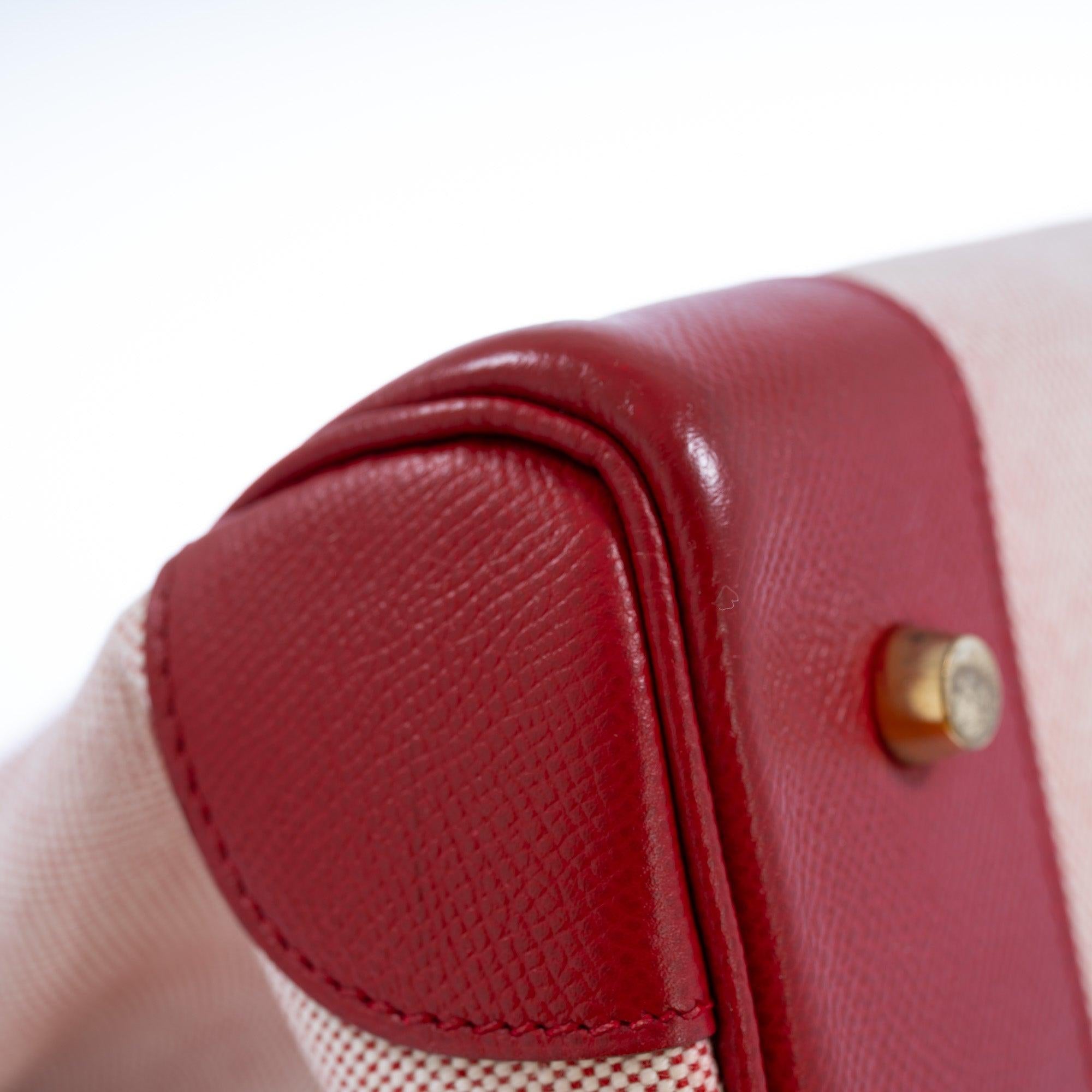 Hermès Birkin 40 Rouge Vif Toile and Courchevel with Gold Hardware