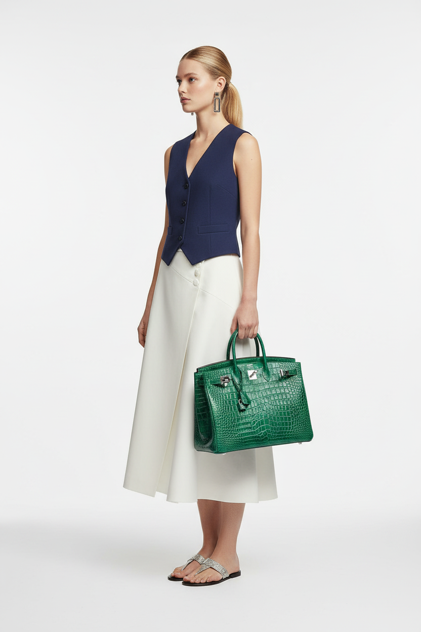 Hermès Birkin 40 Vert Émeraude Shiny Porosus Crocodile Palladium Hardware