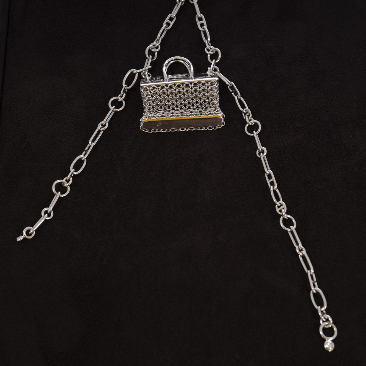 Hermès Birkin Bijou Précieux 18K White Gold Diamond Chain Mail Necklace