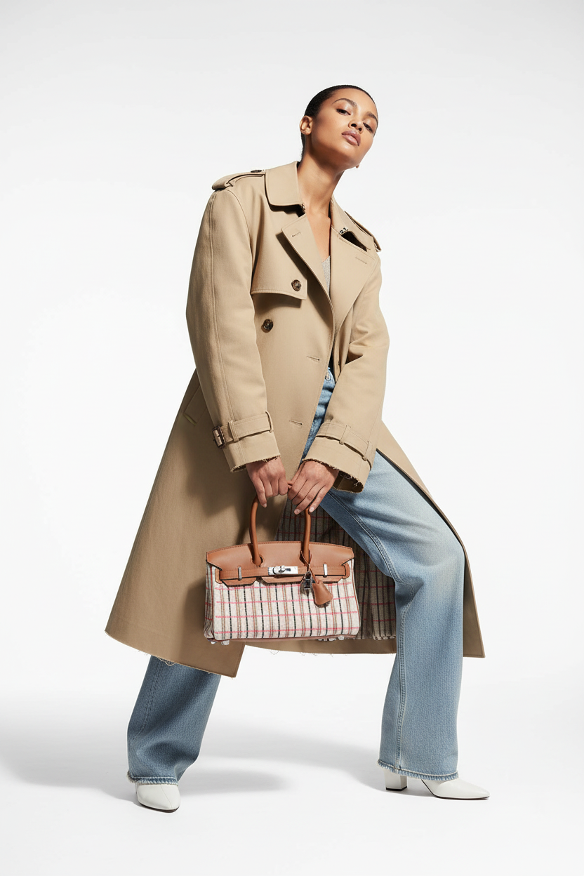 Hermès Birkin Shoulder 29 Light Gold Evercolor Embroidered Toile Palladium Hardware