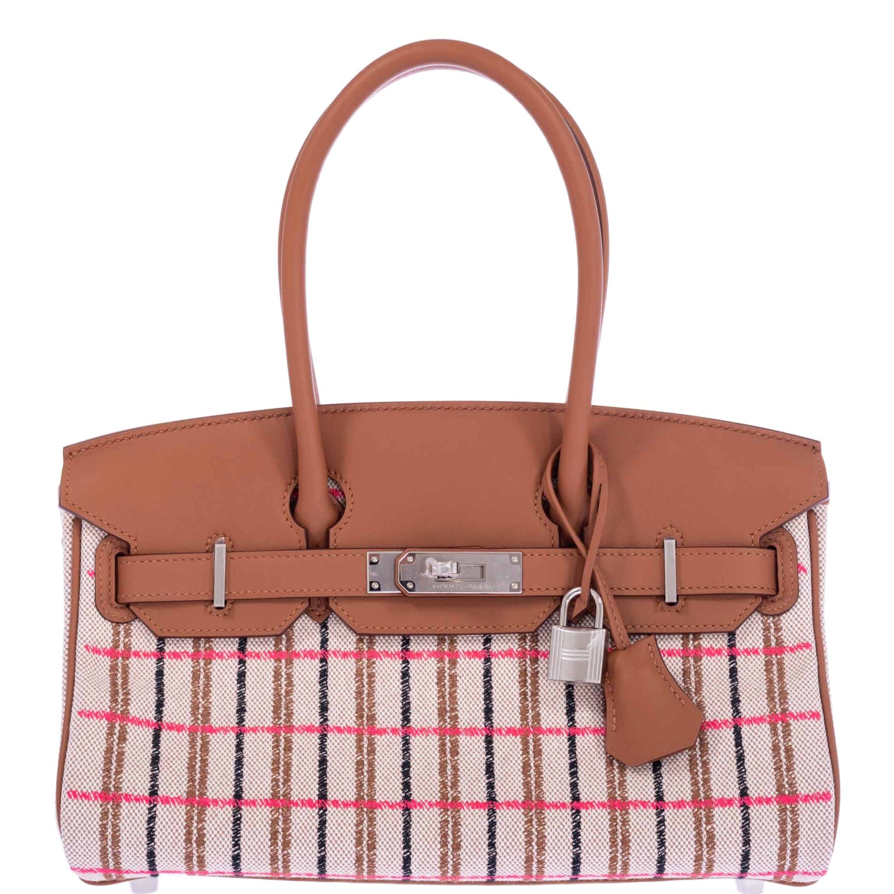 Hermès Birkin Shoulder 29 Light Gold Evercolor Embroidered Toile Palladium Hardware