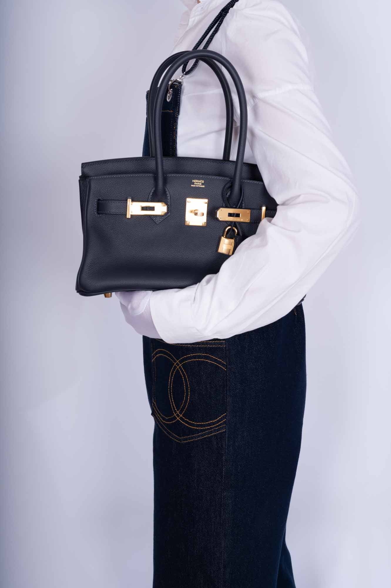 Hermès Birkin Shoulder Light 29 in Black Caban Evercolor Gold Hardware