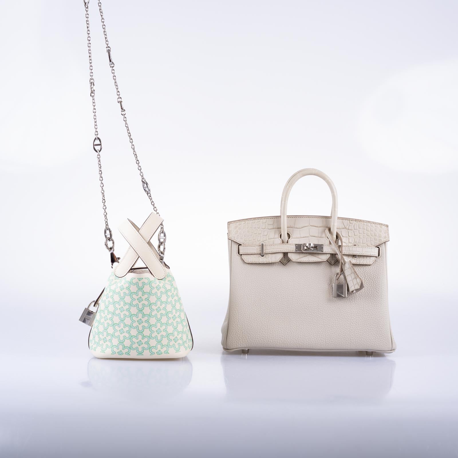 Hermès Birkin 25 Touch Beton Togo/Matte Alligator Mississippiensis Palladium Hardware