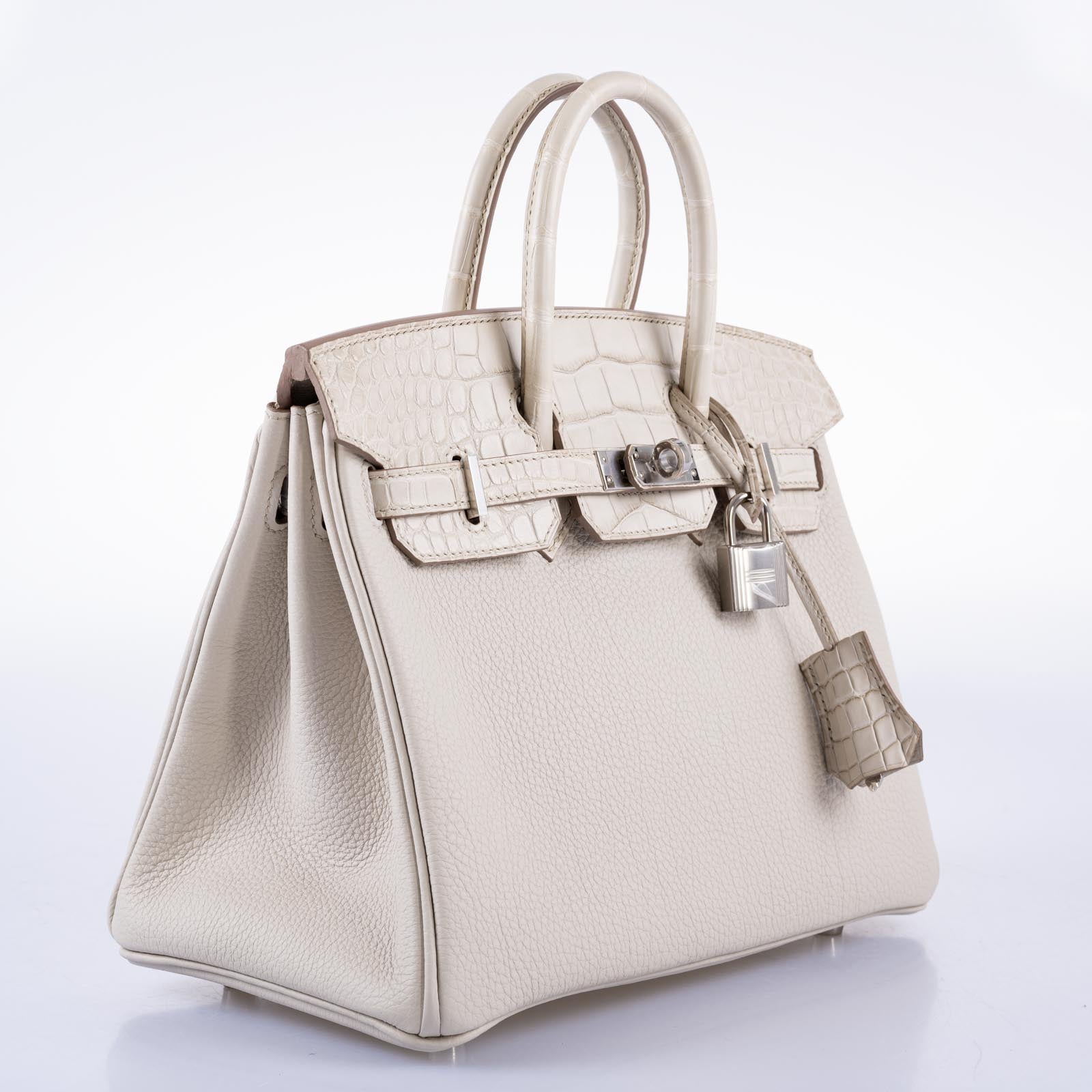Hermès Birkin 25 Touch Beton Togo/Matte Alligator Mississippiensis Palladium Hardware