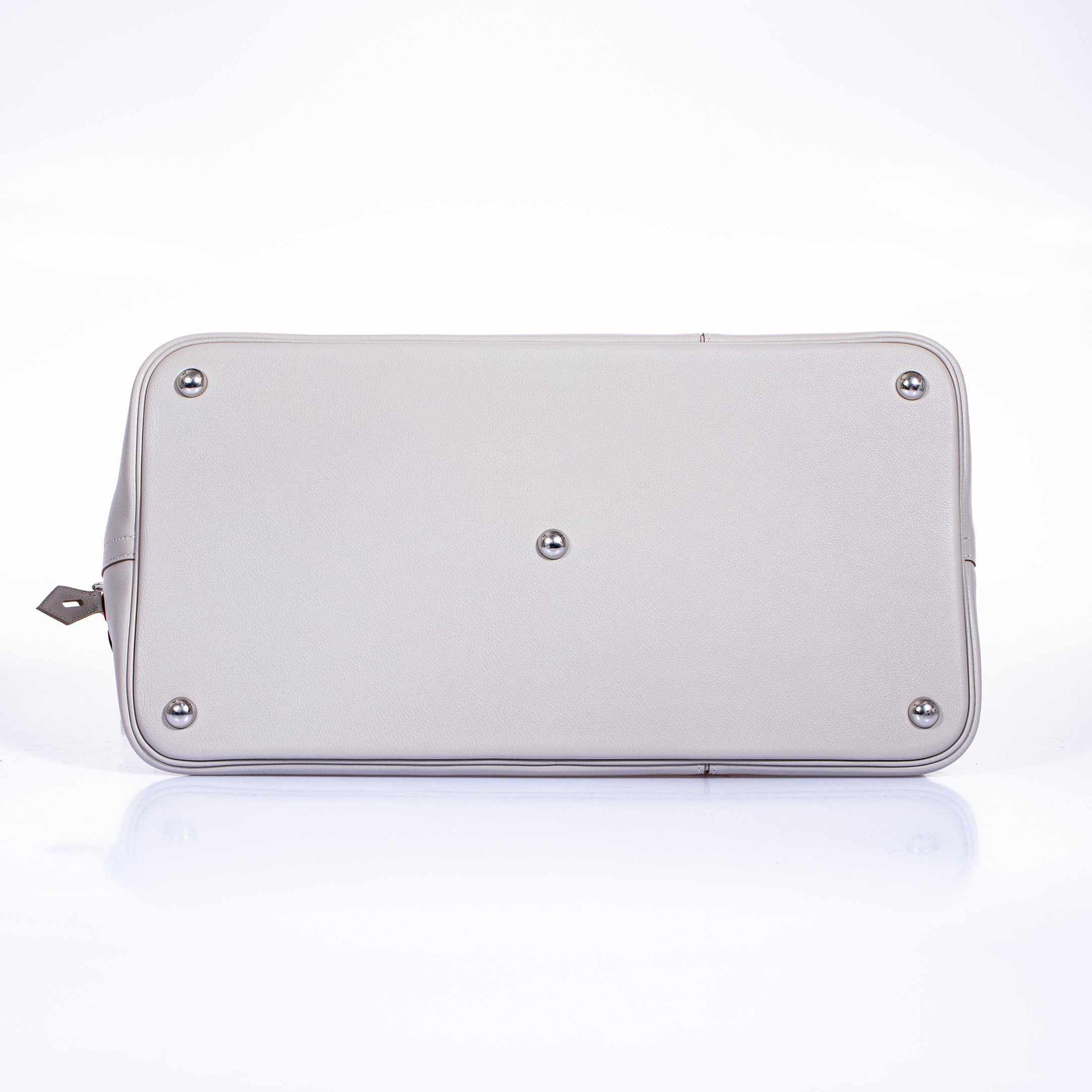 Hermès Bolide 1923 Baseball 45 Gris Perle Evercolor Rouge Stitching Palladium Hardware