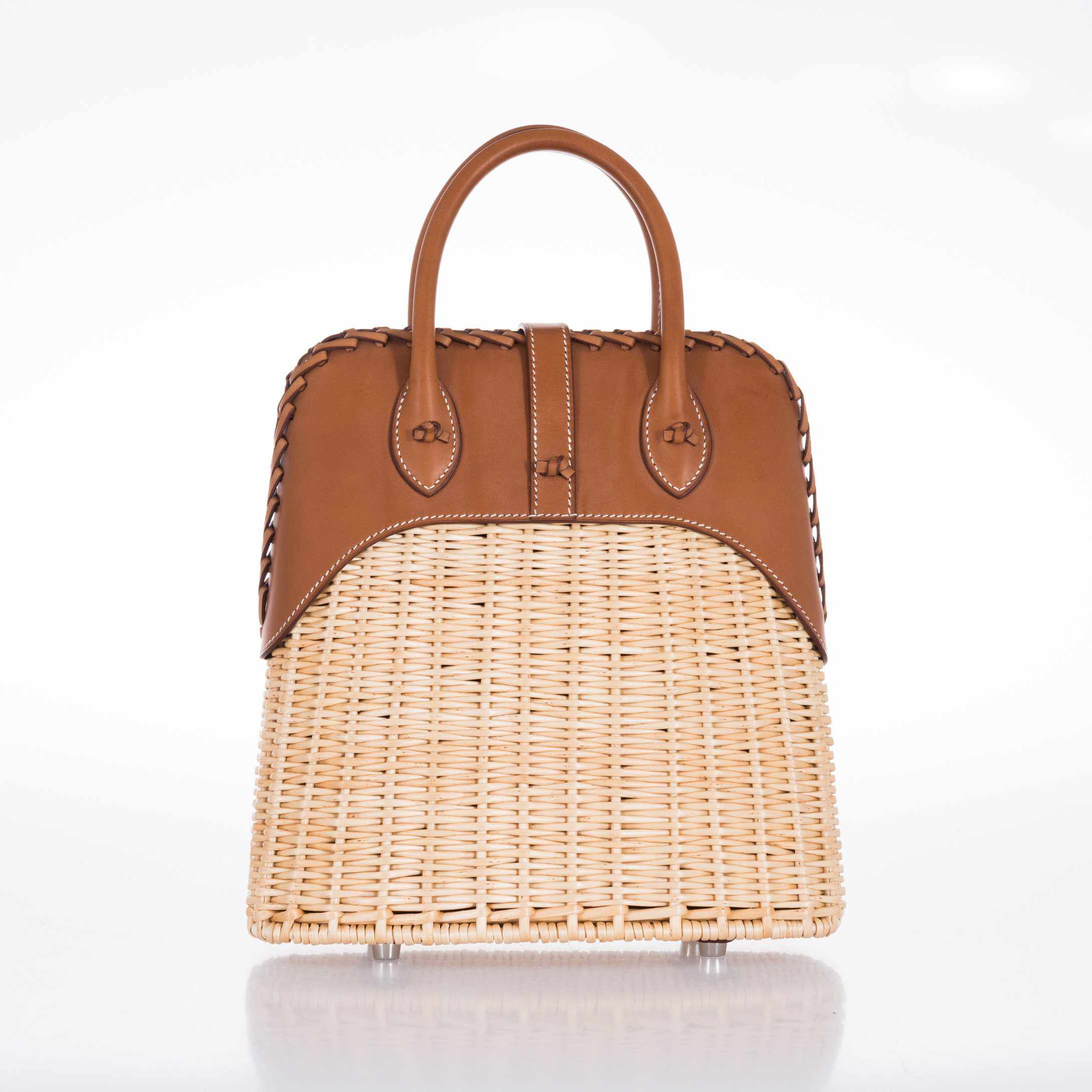 Hermès Picnic Bolide 25 Fauve Barenia and Osier Wicker Palladium