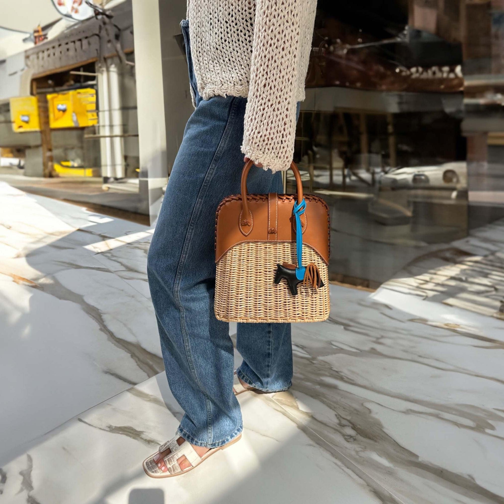 Hermès Bolide Picnic Fauve Barenia Osier Wicker Palladium Hardware