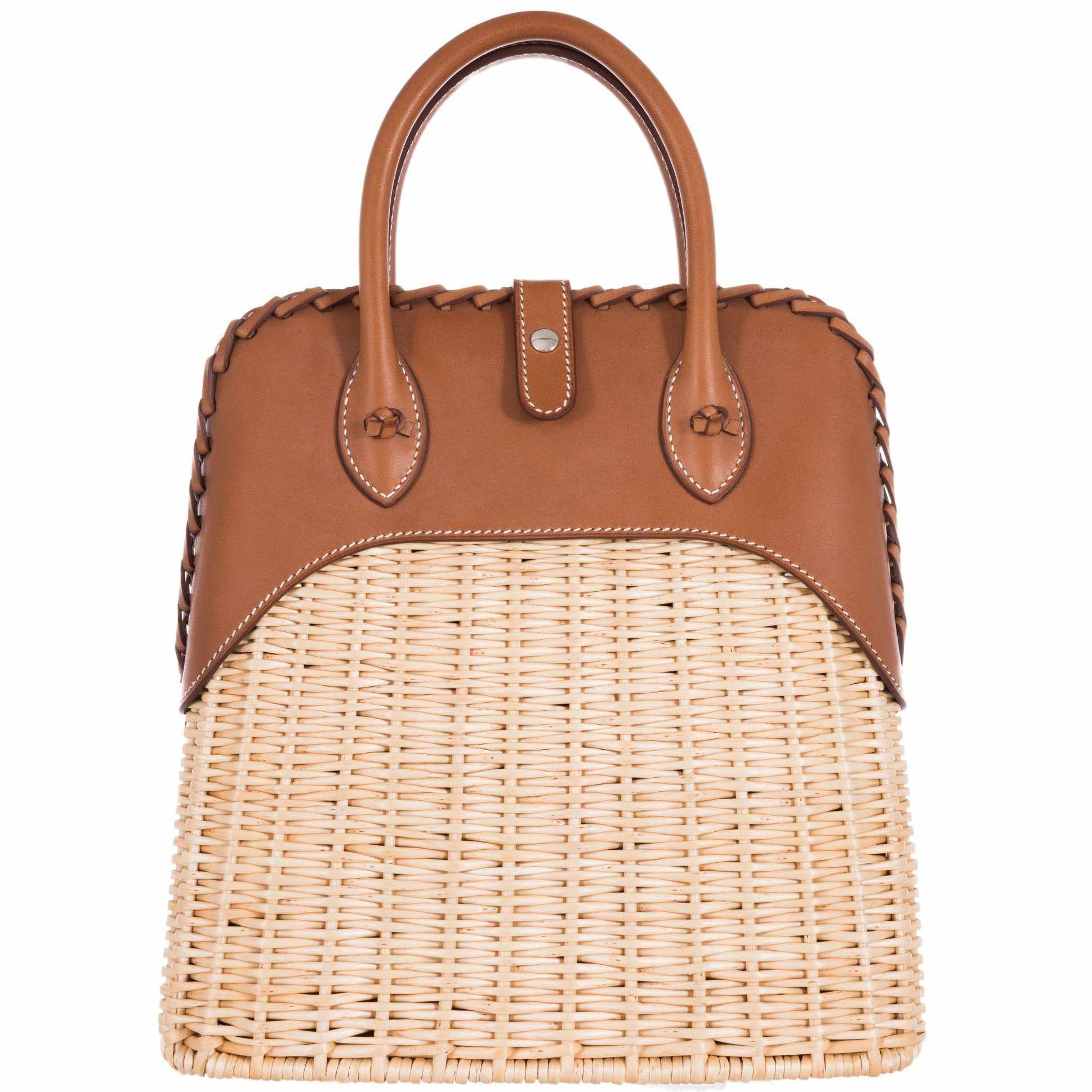 Hermès Picnic Bolide 25 Fauve Barenia and Osier Wicker Palladium