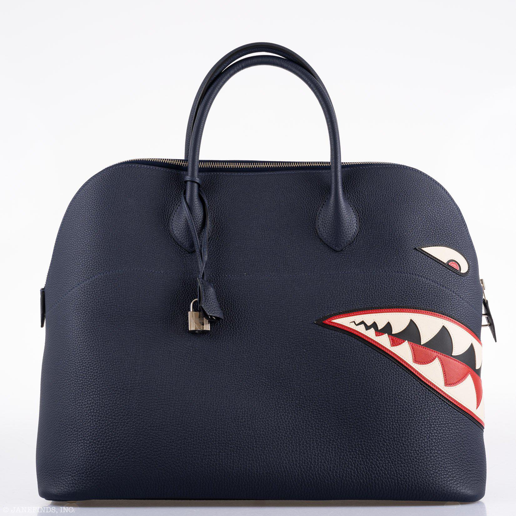 Hermès Bolide Shark 45 Bleu Nuit Togo Palladium Hardware