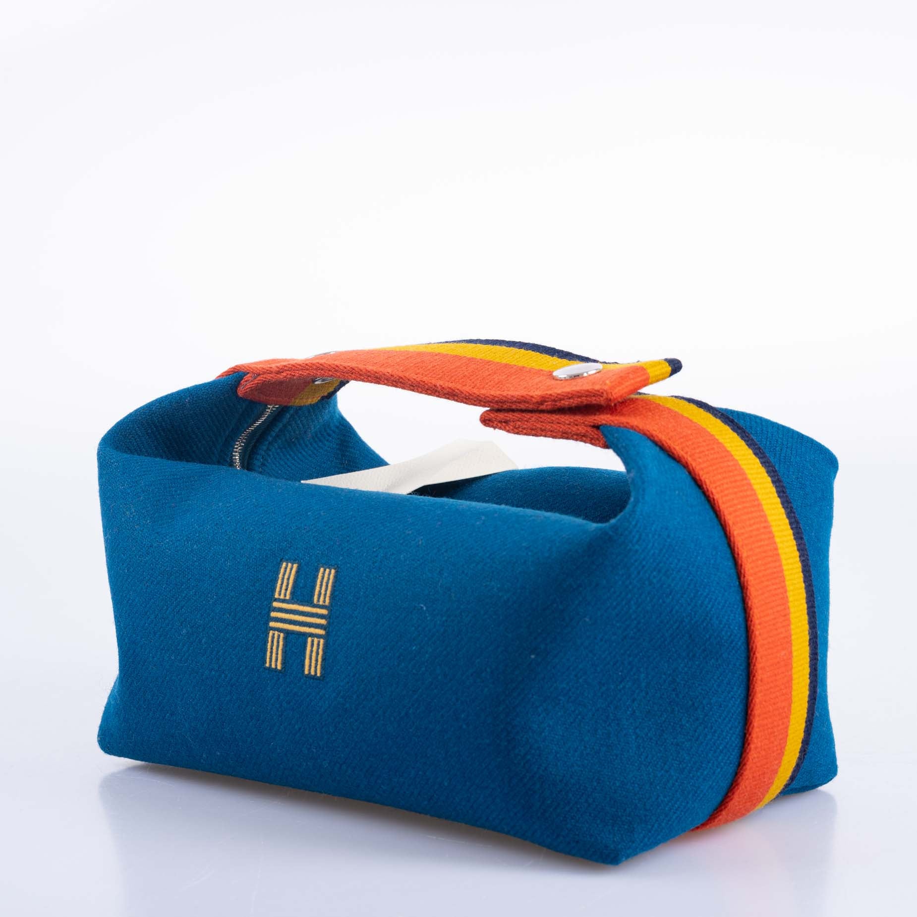 Hermès Bride-a-Brac Blue Paon Wool Rocabar PM Vanity Case