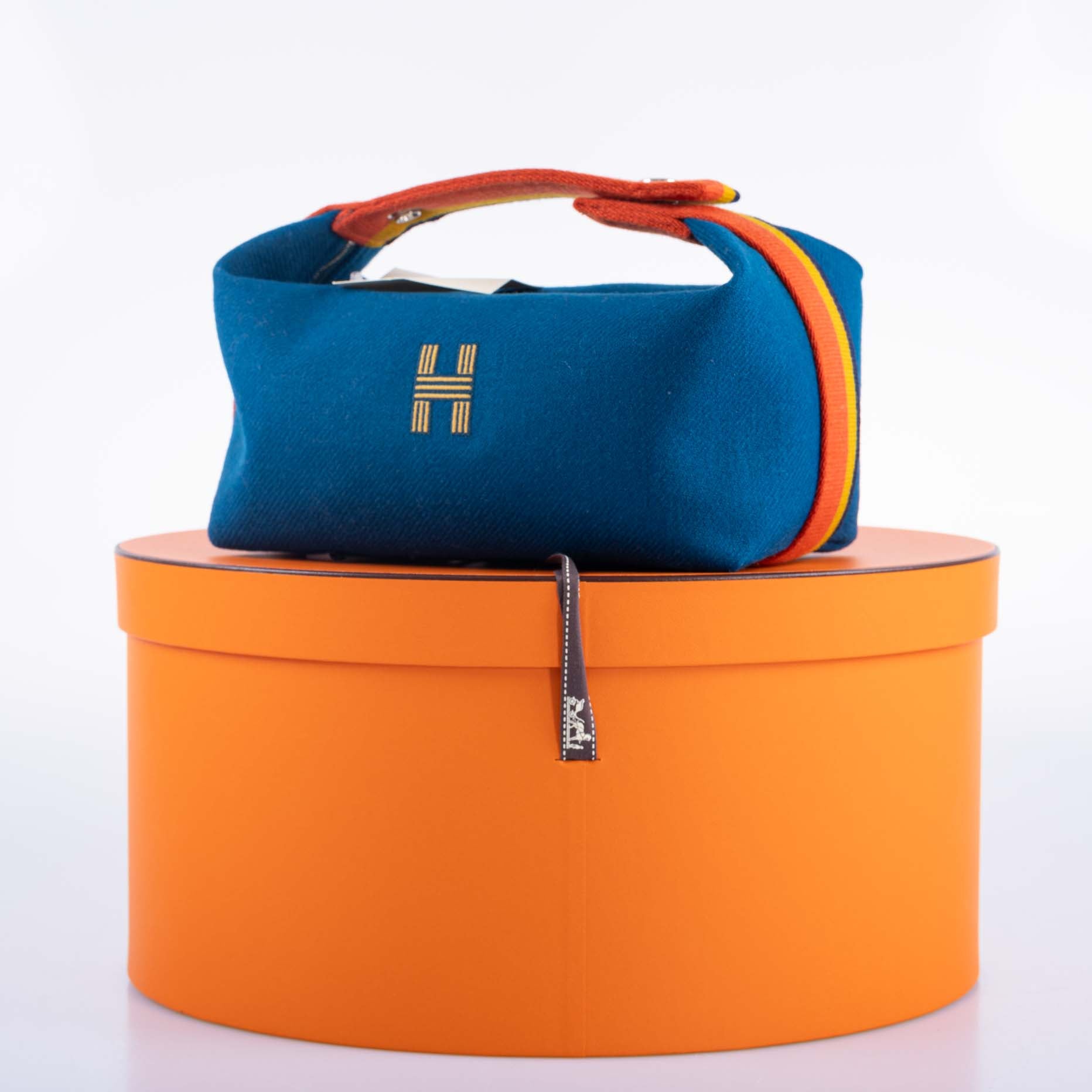 Hermès Bride-a-Brac Blue Paon Wool Rocabar PM Vanity Case