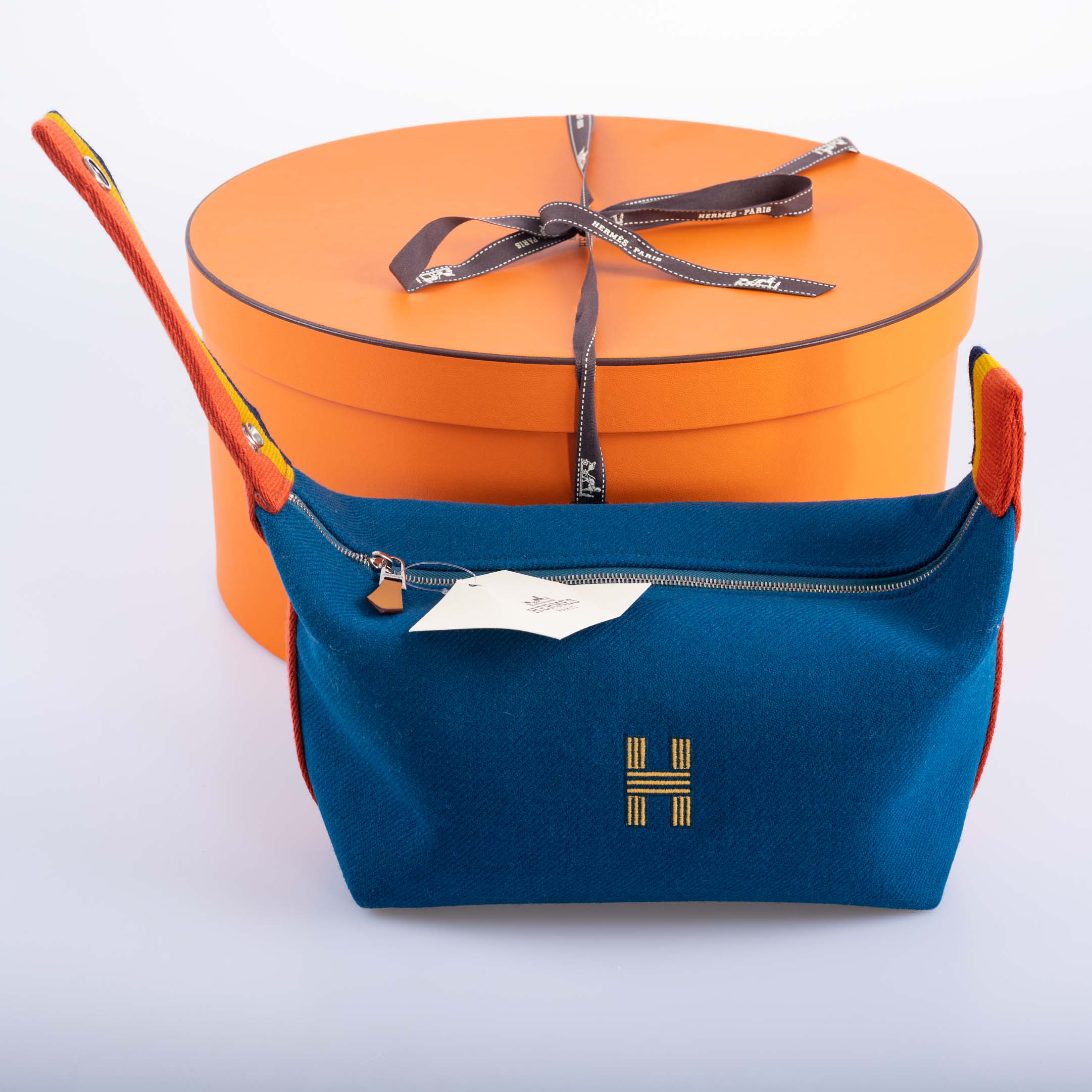 Hermès Bride-a-Brac Blue Paon Wool Rocabar PM Vanity Case