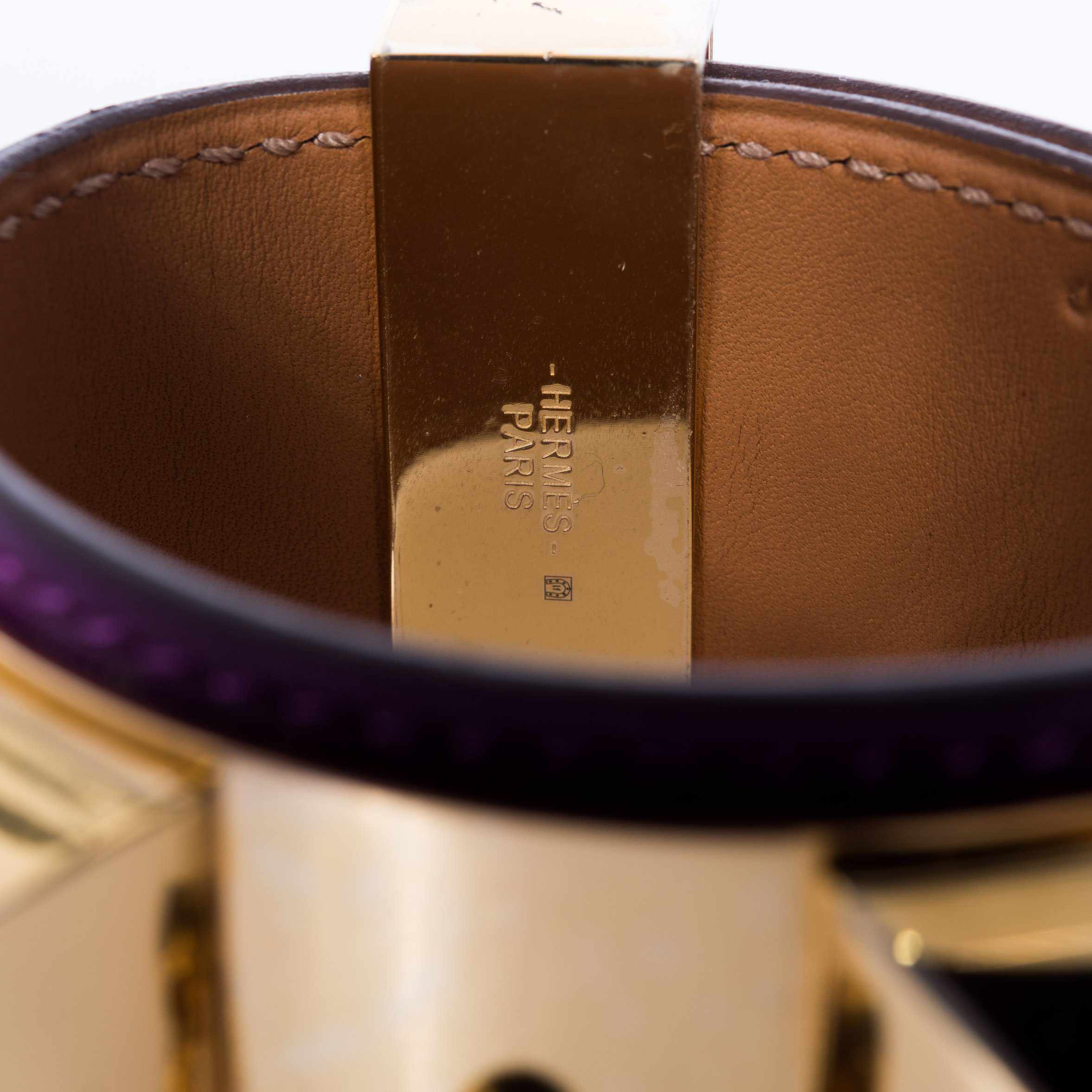 Hermes CDC Collier de Chien Bracelet Ultraviolet Swift Gold Hardware