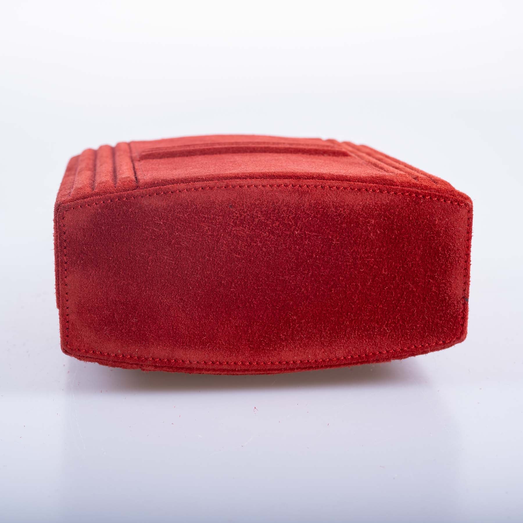 Hermès Cadena Bag Rouge Veau Doblis Suede Gold Hardware