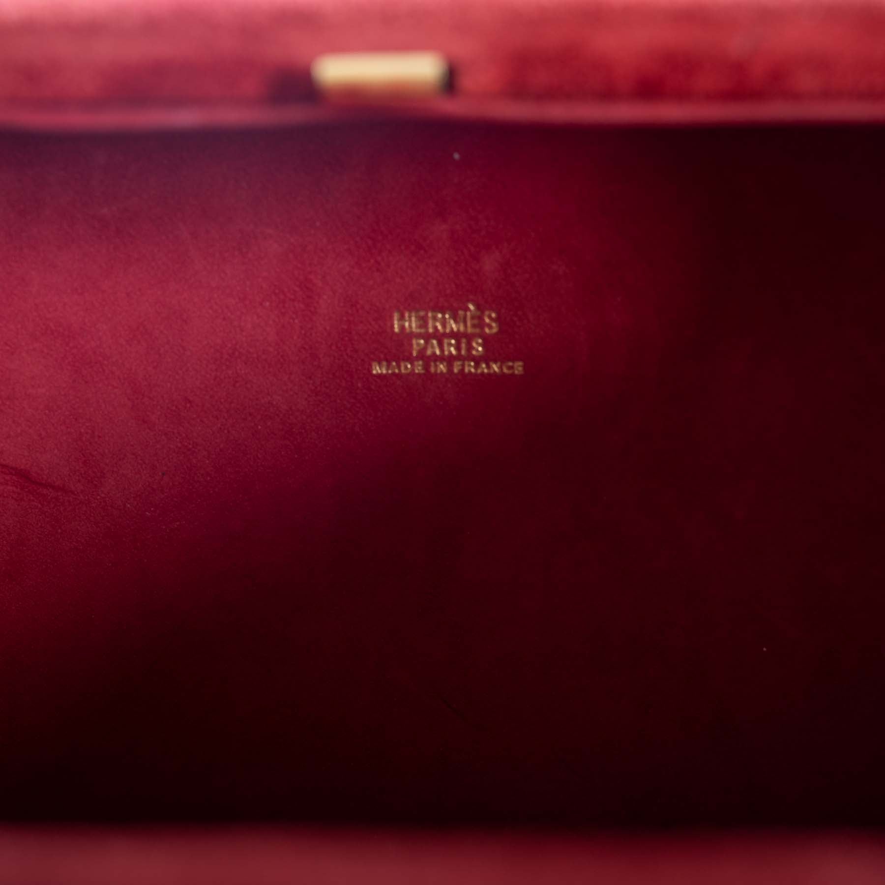Hermès Cadena Bag Rouge Veau Doblis Suede Gold Hardware