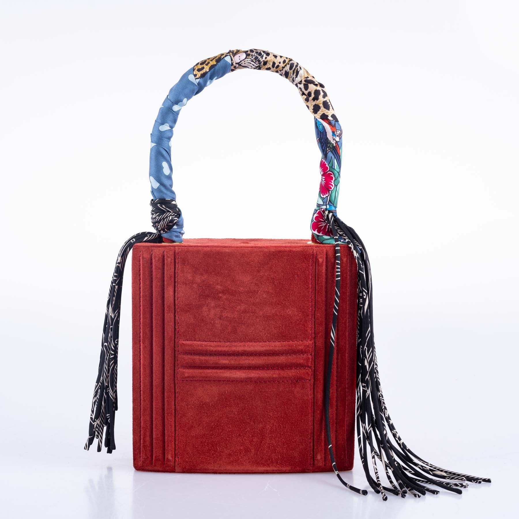 Hermès Cadena Bag Rouge Veau Doblis Suede Gold Hardware