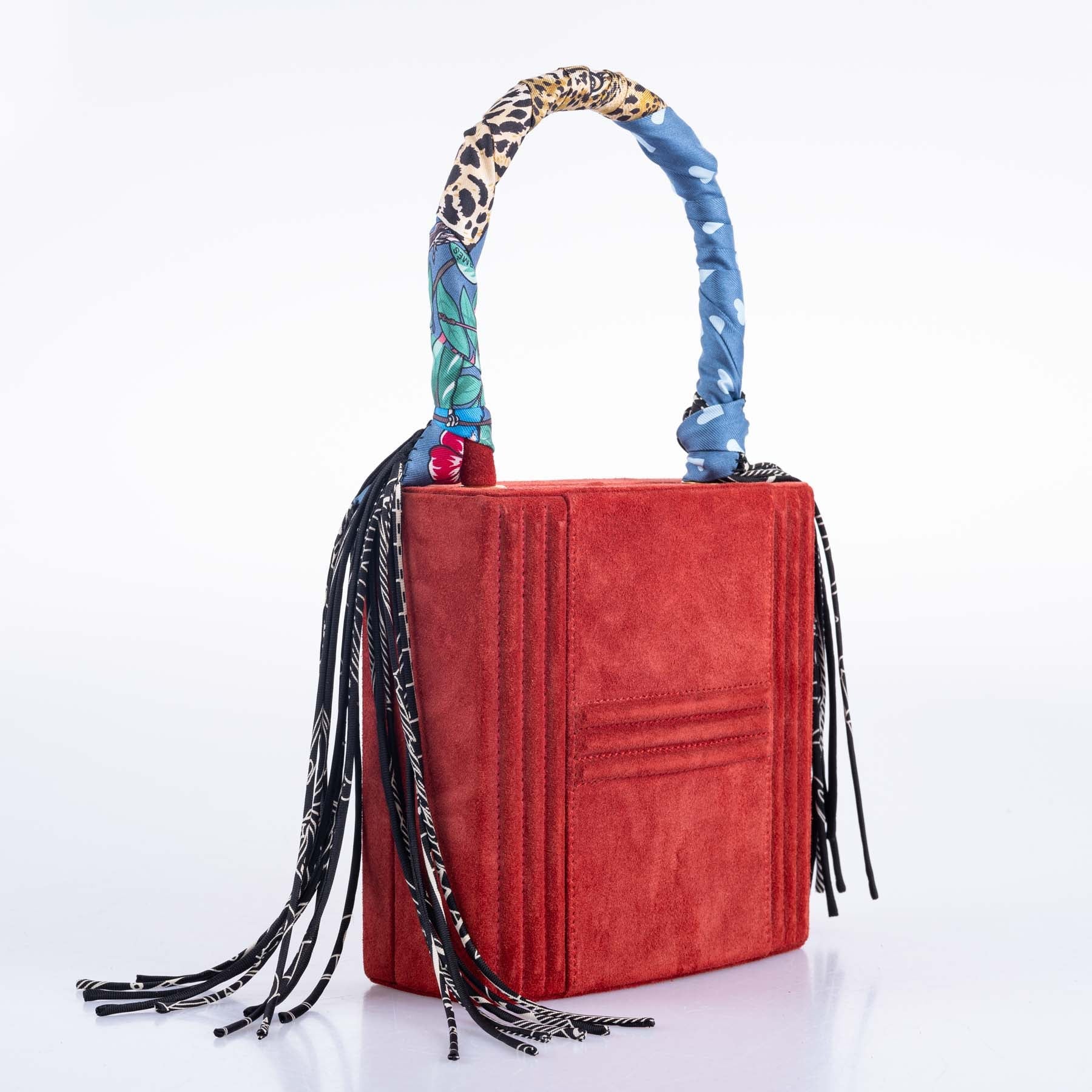 Hermès Cadena Bag Rouge Veau Doblis Suede Gold Hardware