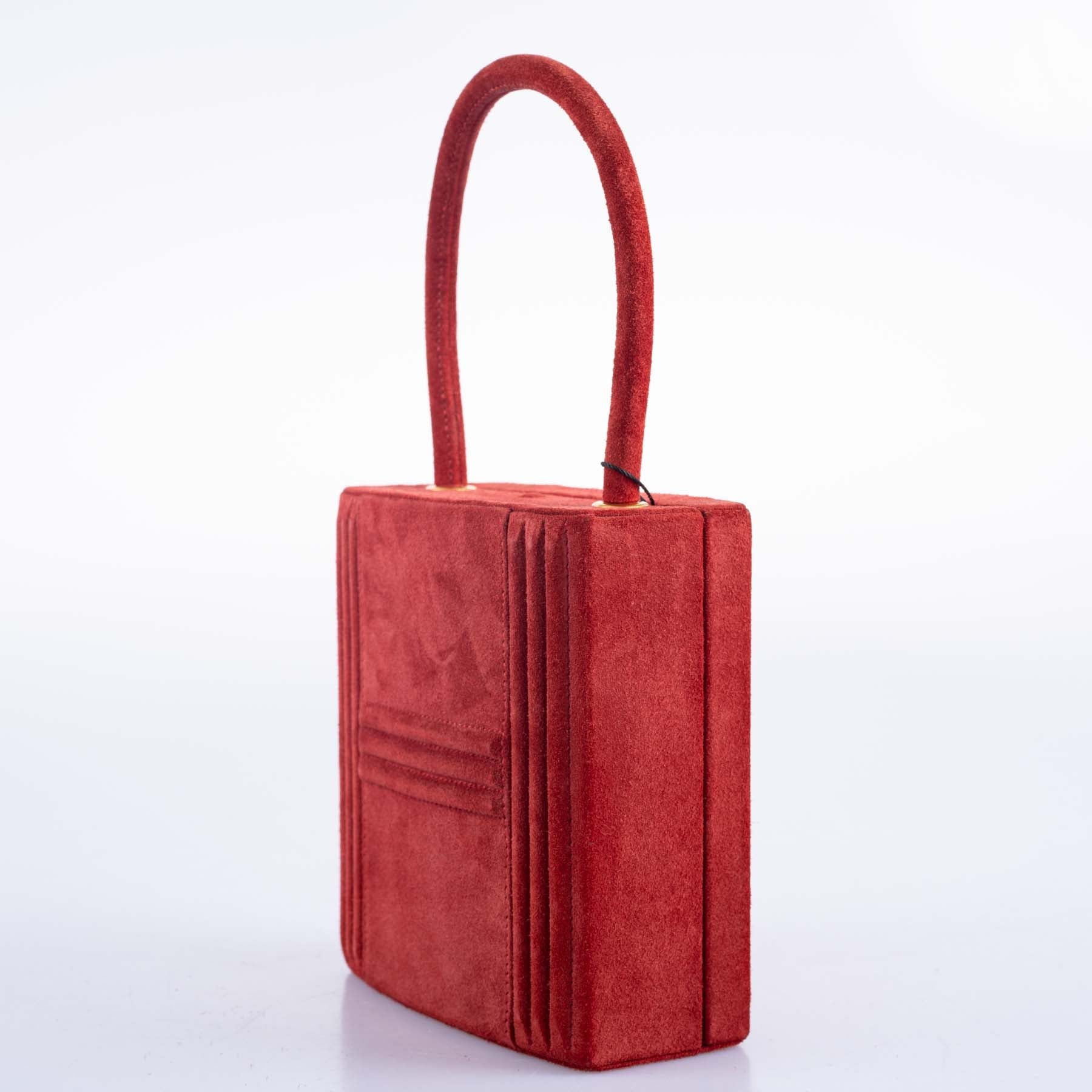 Hermès Cadena Bag Rouge Veau Doblis Suede Gold Hardware