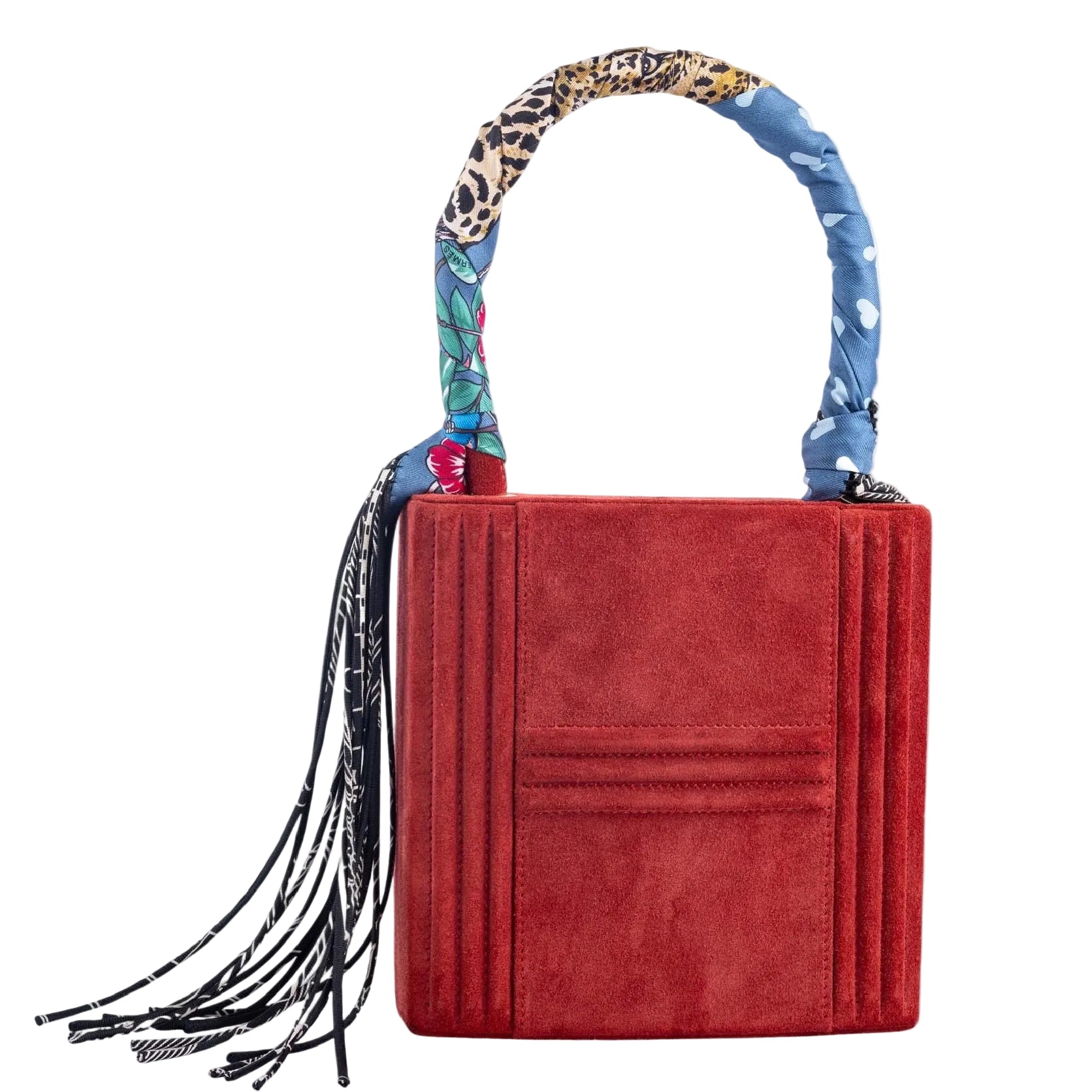 Hermès Cadena Bag Rouge Veau Doblis Suede Gold Hardware