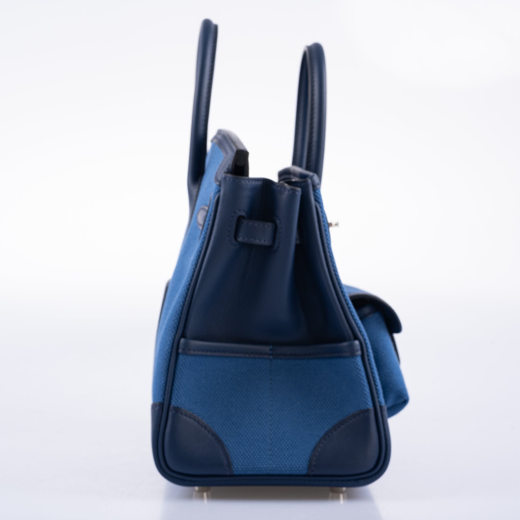Hermès Cargo Birkin 25 Blue Egee Toile Goeland & Navy Swift Palladium Hardware