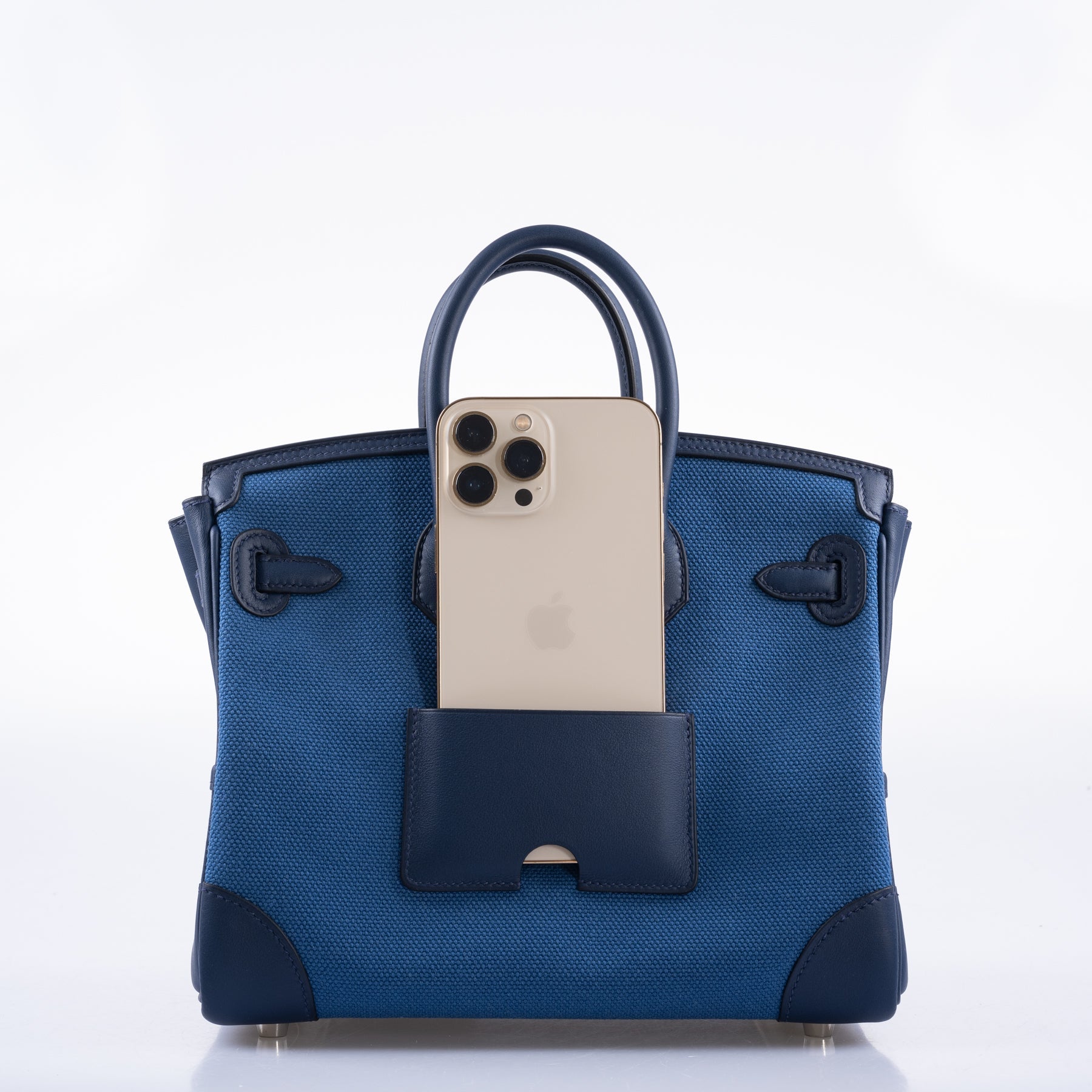 Hermès Cargo Birkin 25 Blue Egee Toile Goeland & Navy Swift Palladium Hardware