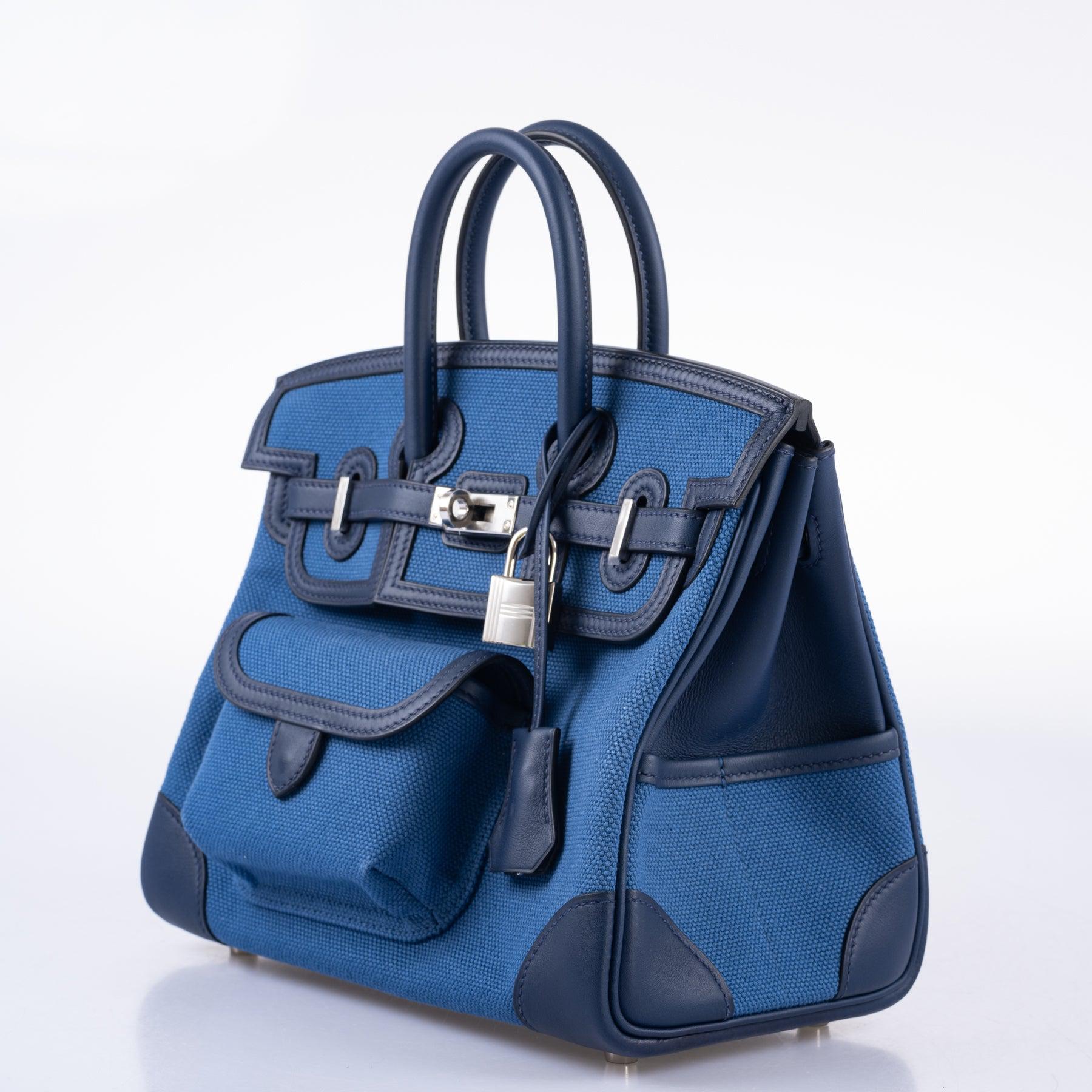 Hermès Cargo Birkin 25 Blue Egee Toile Goeland & Navy Swift Palladium Hardware