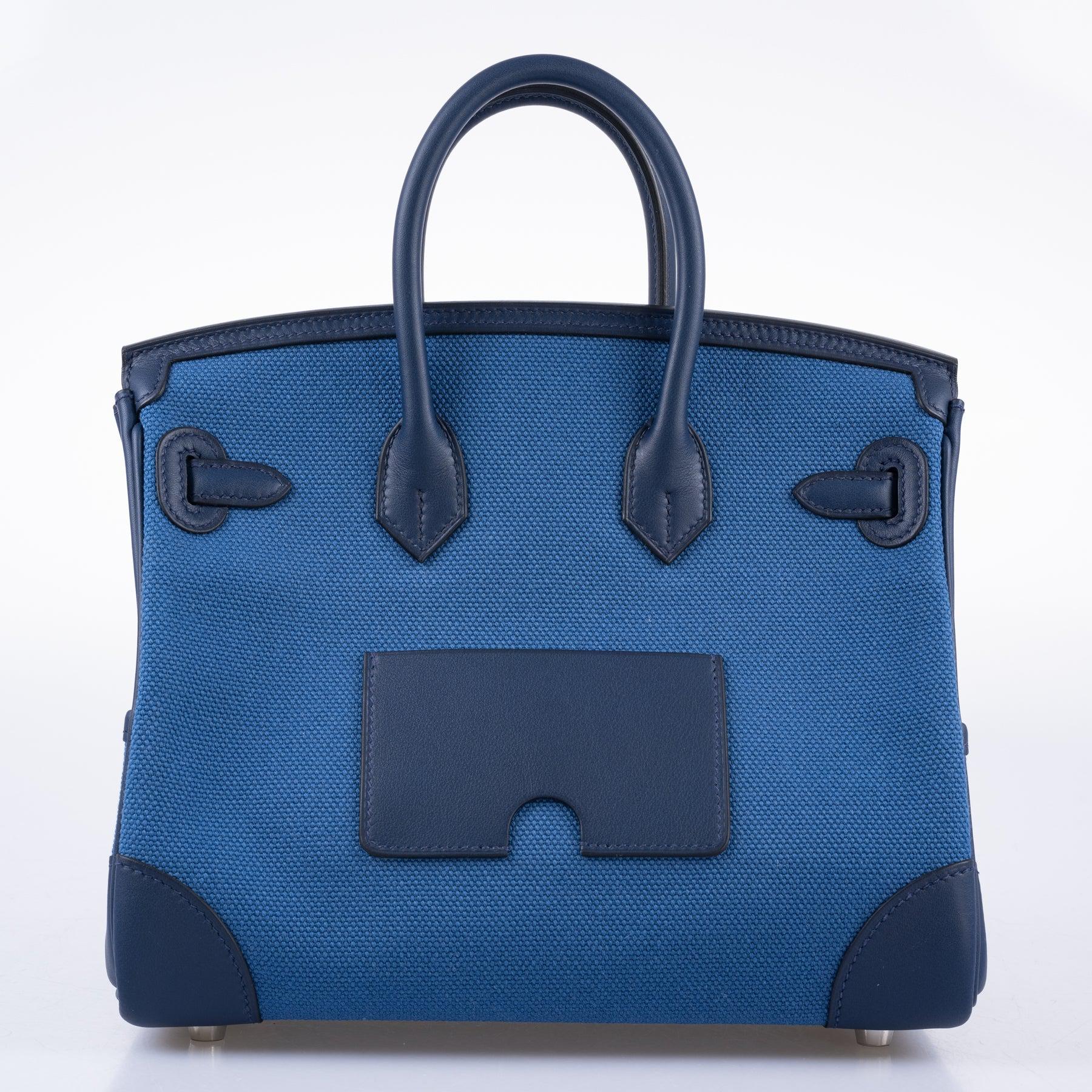 Hermès Cargo Birkin 25 Blue Egee Toile Goeland & Navy Swift Palladium Hardware